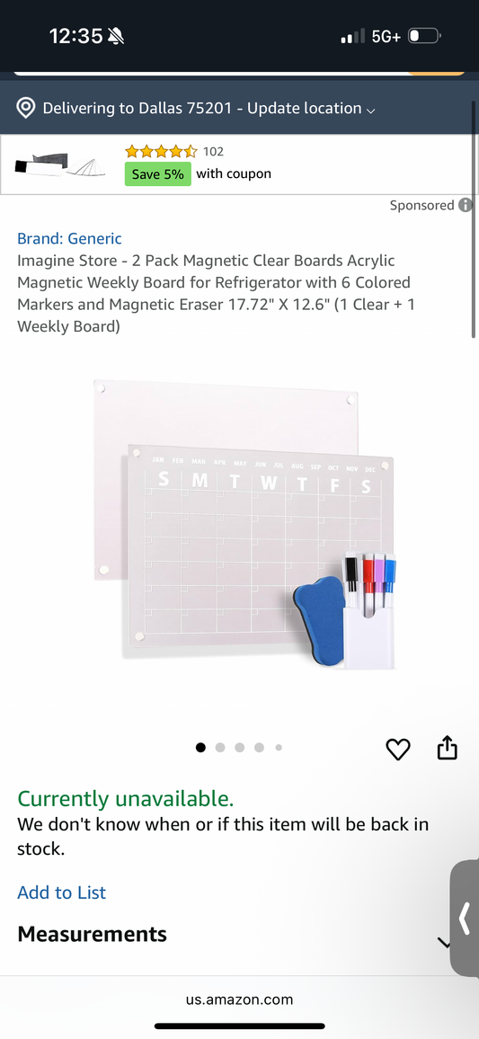 Imagine Store - 2 Pack Magnetic Clear Boards Acrylic Magnetic Weekly Board for Refrigerator with 6 Colored Markers and Magnetic Eraser 17.72" X 12.6" (1 Clear + 1 Weekly Board)