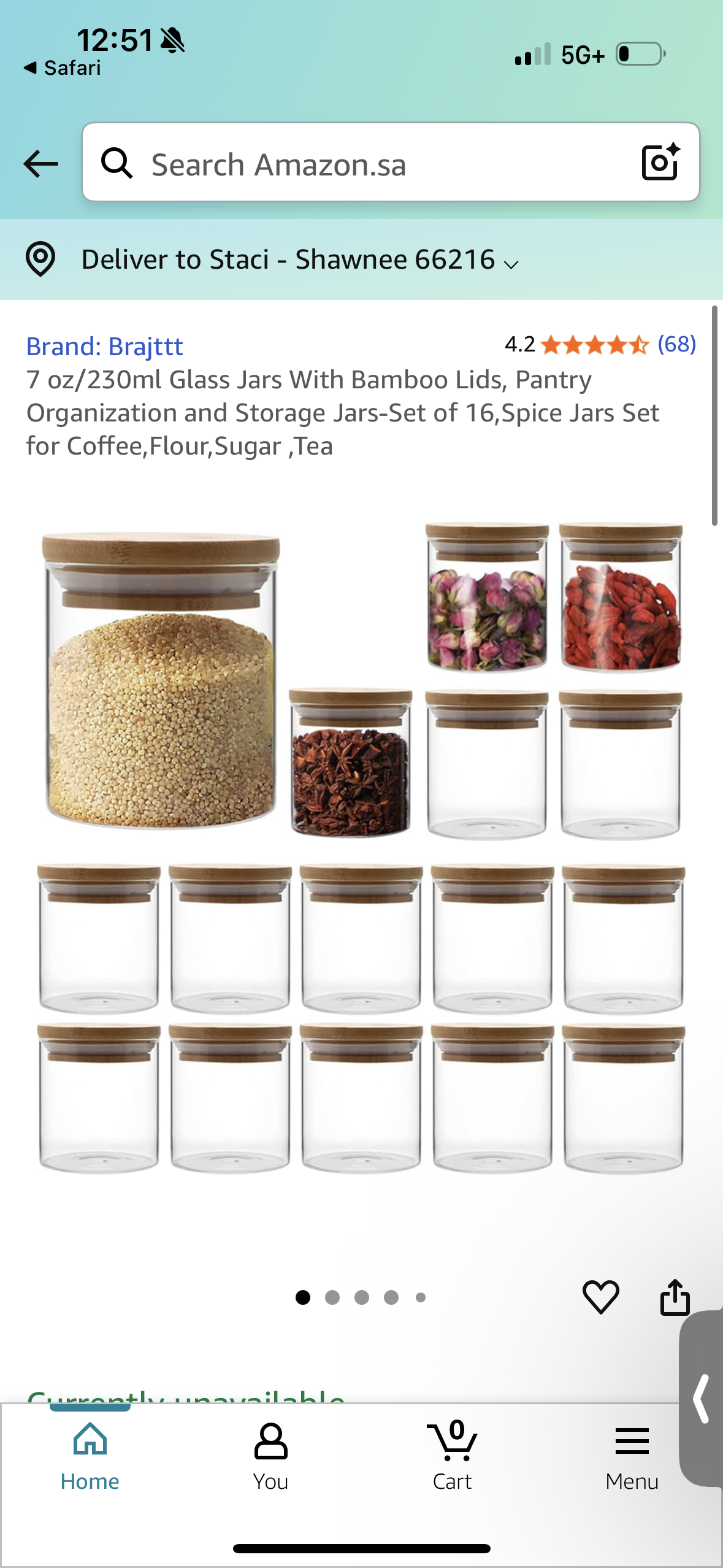 Brajttt 7 oz/230ml Glass Jars With Bamboo Lids, Pantry Organization and Storage Jars-Set of 16,Spice Jars Set for Coffee, Flour, Sugar, Tea