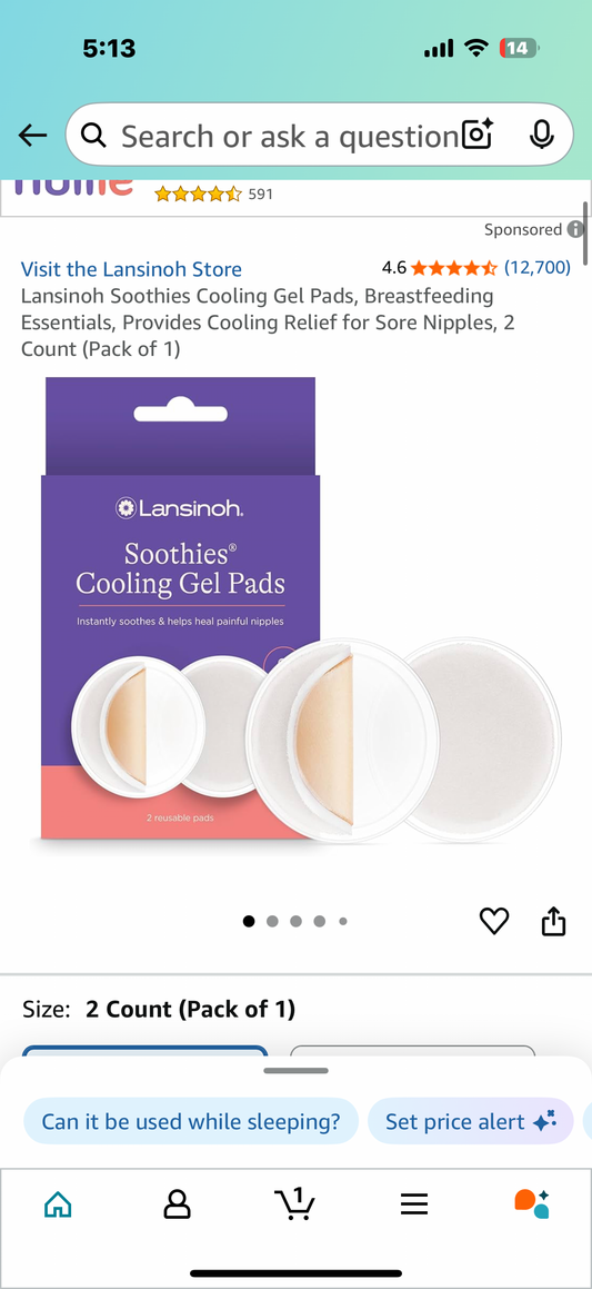 Lansinoh Soothies Cooling Gel Pads, Breastfeeding Essentials, Provides Cooling Relief for Sore Nipples, 2 Count