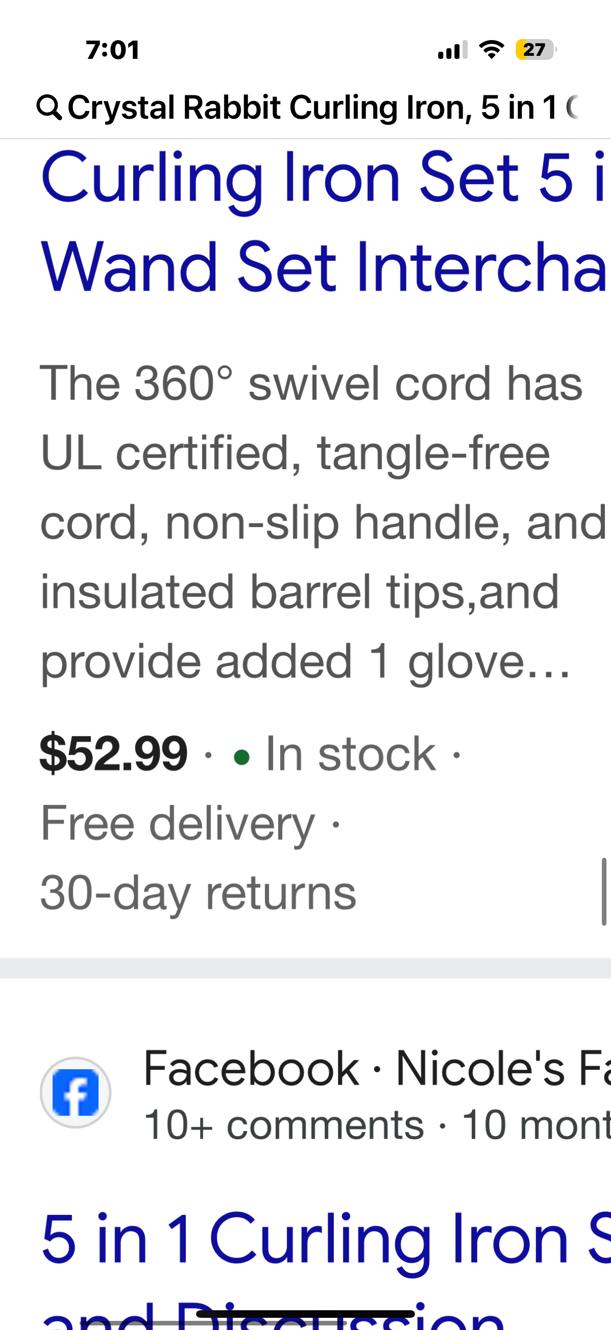 Crystal Rabbit Curling Iron, 5 in 1 Ceramic Barrel Set with Hair Straightener Brush, Instant Heat Up, LCD Temp Control, Ideal Gift