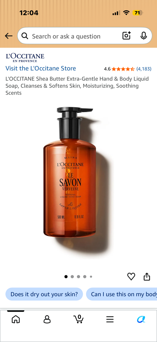 L'OCCITANE Shea Butter Extra-Gentle Hand & Body Liquid Soap
