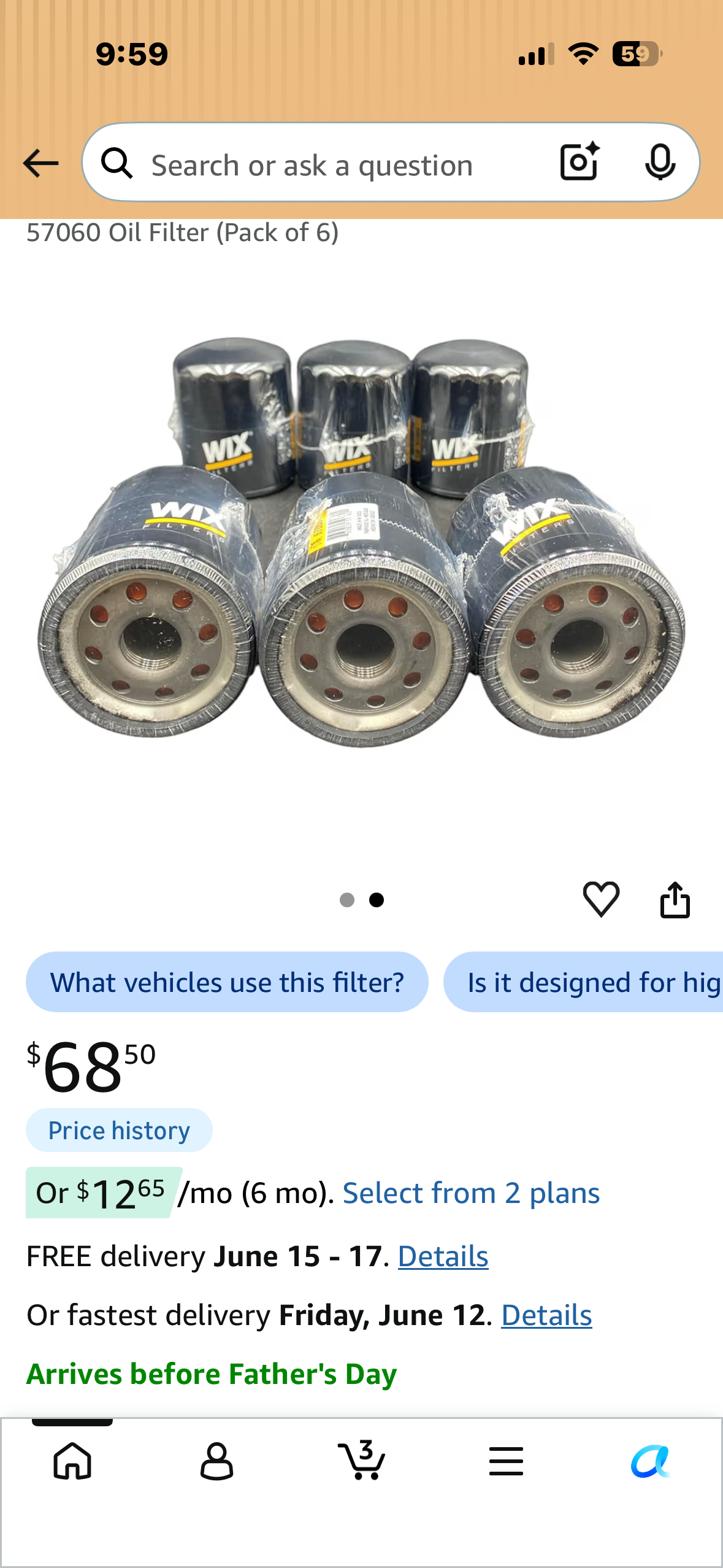 6 Pack - WIX 57060 Oil Filter Replacement, Built for Synthetic and High Mileage Oil - Compatible With Various Buick, Chevrolet, GM, Hummer, Saturn, Saab, Dodge, Chrysler, Jeep (07-19), Alfa Romeo