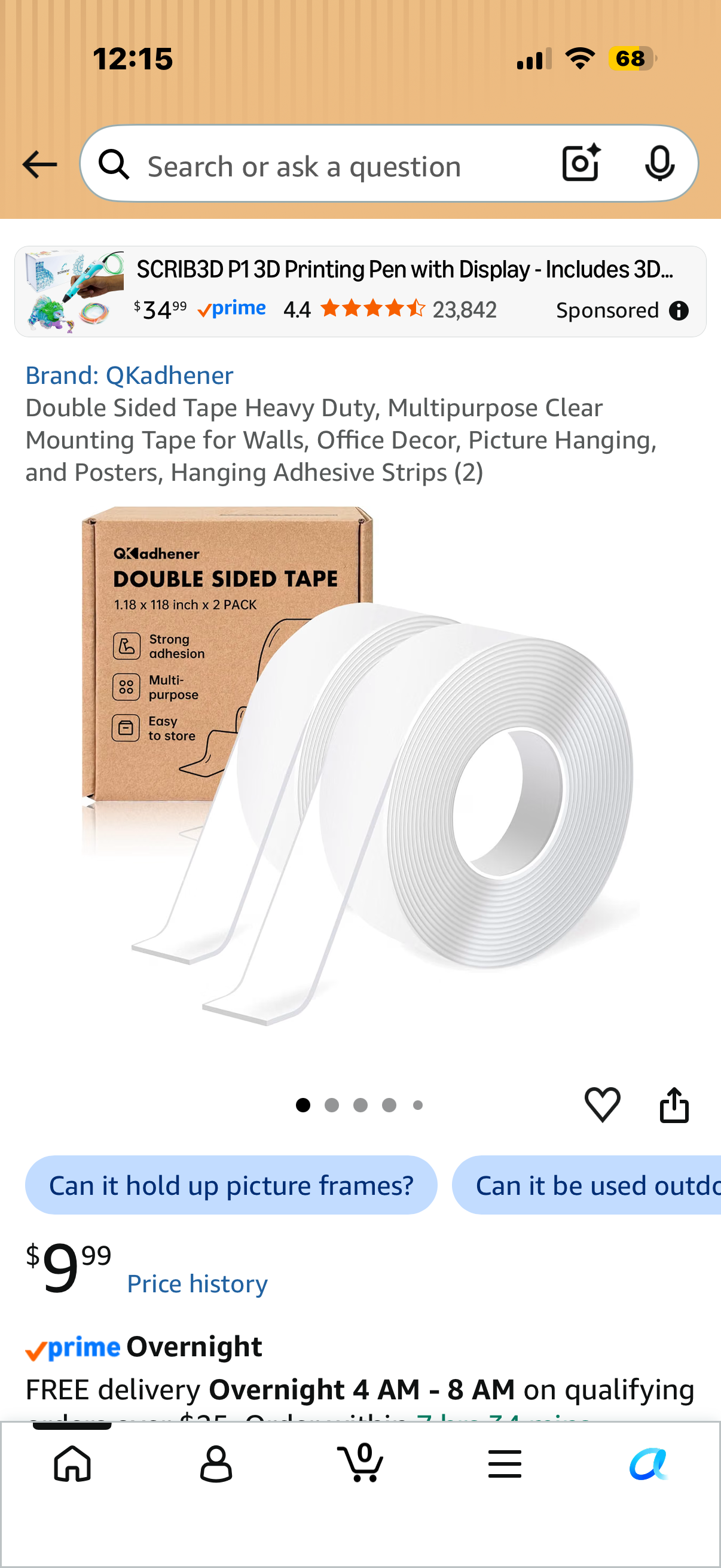 1 PM Door Buster - Double Sided Tape Heavy Duty, Multipurpose Clear Mounting Tape