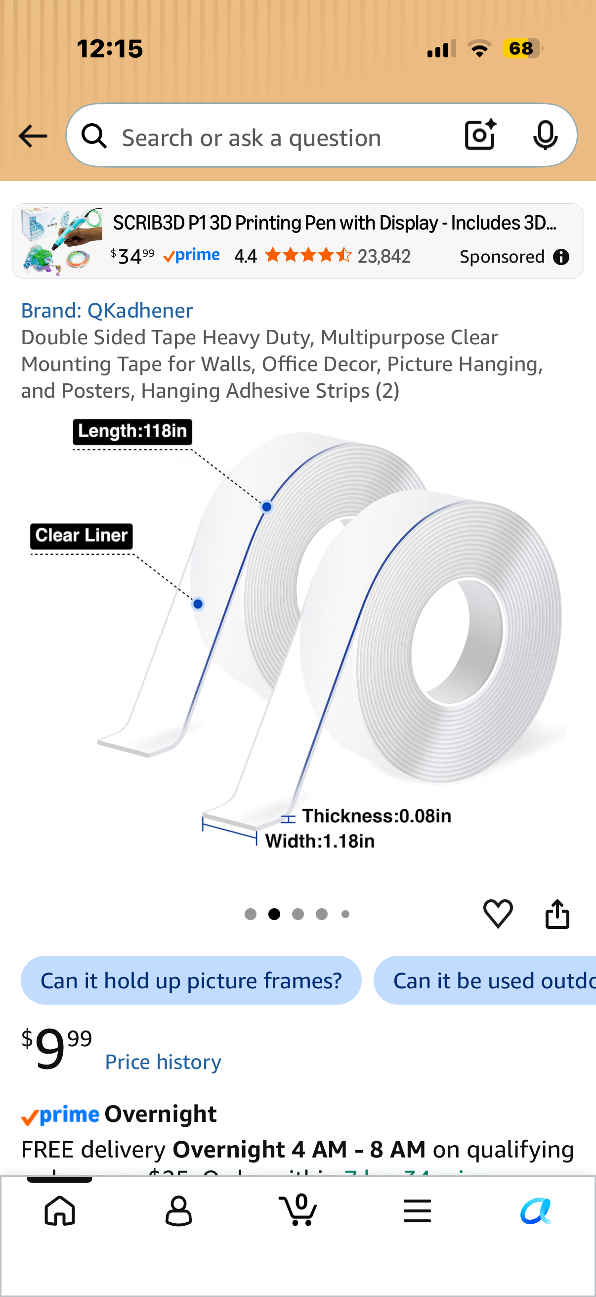 1 PM Door Buster - Double Sided Tape Heavy Duty, Multipurpose Clear Mounting Tape