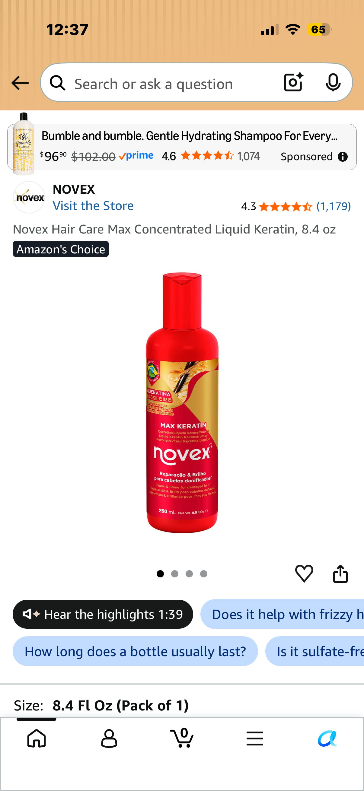 4 PM Door Buster - Novex Hair Care Max Concentrated Liquid Keratin, 8.4 oz