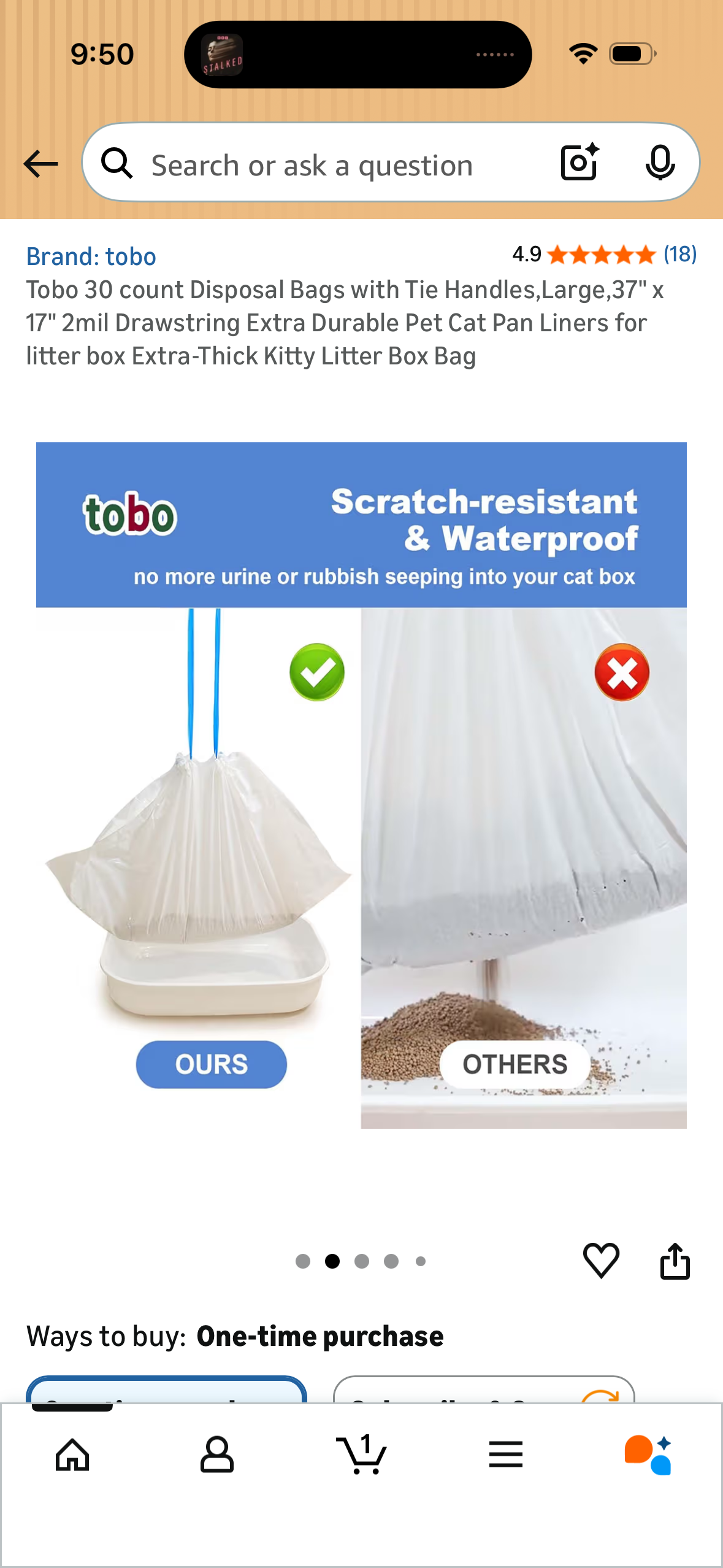 Tobo 30 count Disposal Bags with Tie Handles,Large,37" x 17" 2mil Drawstring Extra Durable Pet Cat Pan Liners for litter box Extra-Thick Kitty Litter Box Bag