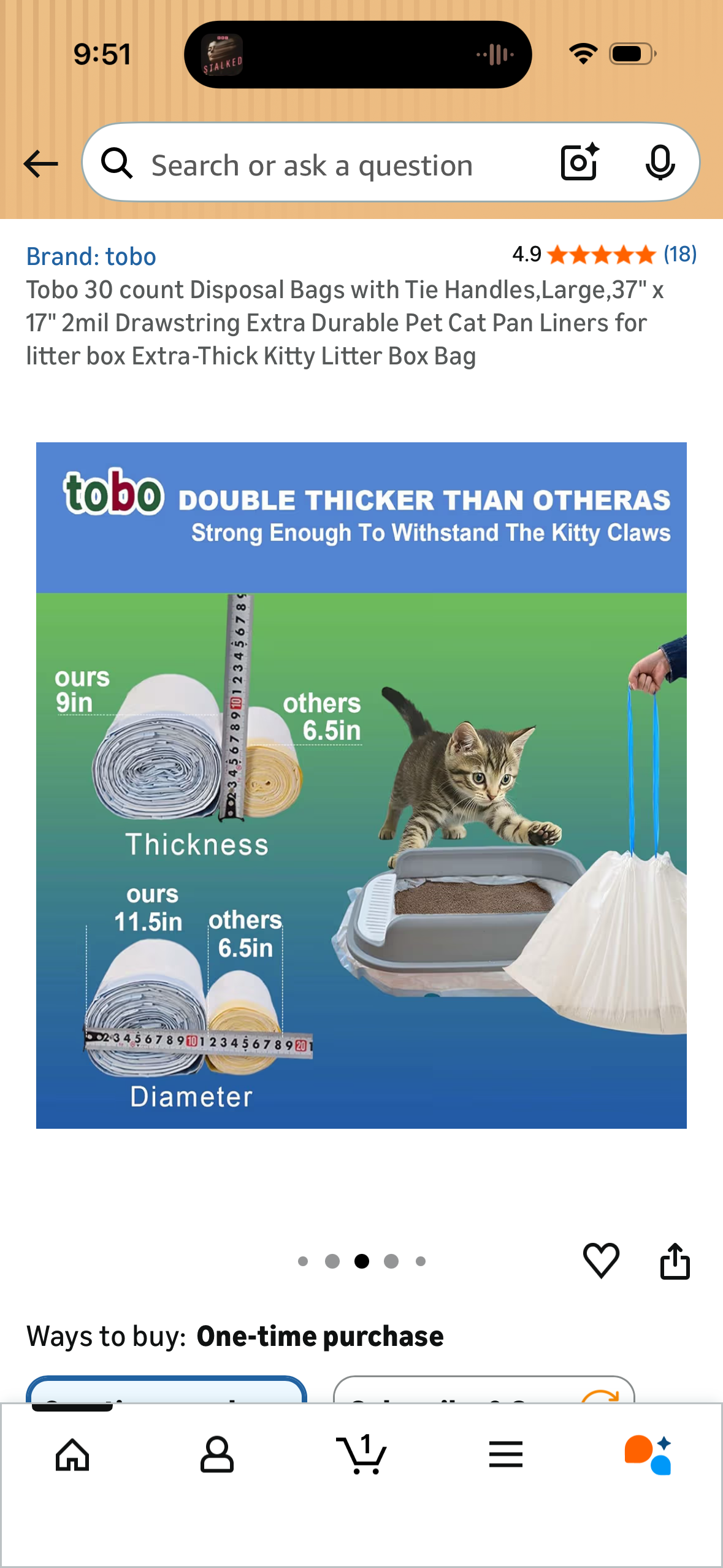 Tobo 30 count Disposal Bags with Tie Handles,Large,37" x 17" 2mil Drawstring Extra Durable Pet Cat Pan Liners for litter box Extra-Thick Kitty Litter Box Bag
