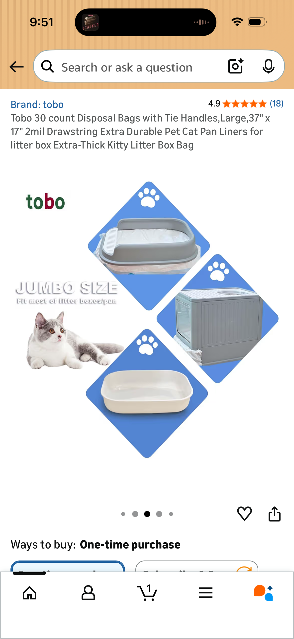 Tobo 30 count Disposal Bags with Tie Handles,Large,37" x 17" 2mil Drawstring Extra Durable Pet Cat Pan Liners for litter box Extra-Thick Kitty Litter Box Bag