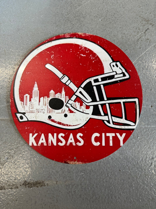 Kansas City Football Helmet Metal Sign