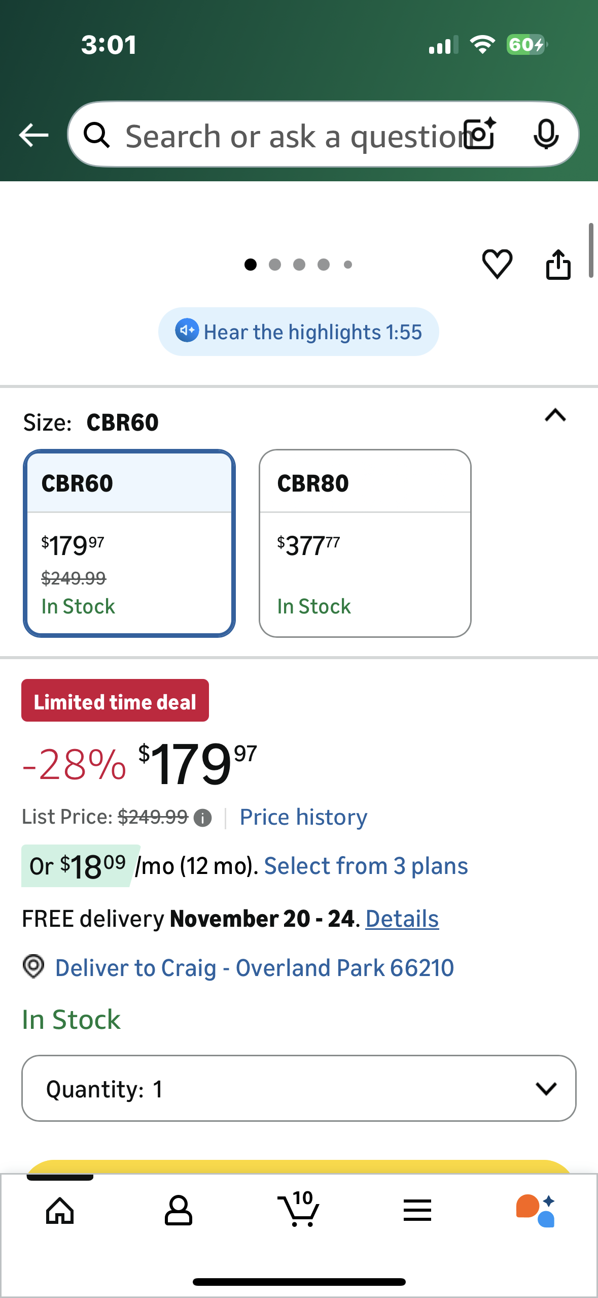 CURSOR FITNESS CBR60 Recumbent Exercise Bike, Stationary Bike for Home with Adjustable Seat, 16-Level Magnetic Resistance Recumbent Exercise Bike for Home Gym Cardio Training (W544)