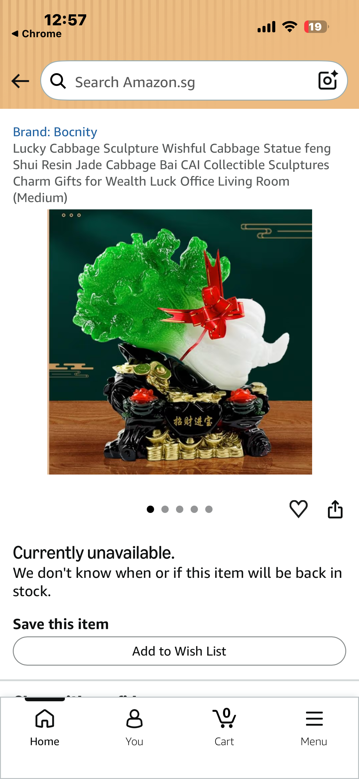 Lucky Cabbage Resin Sculpture, Wishful Cabbage Statue, Feng Shui Resin Jade Cabbage, Bai CAI Collectible Sculptures for Wealth