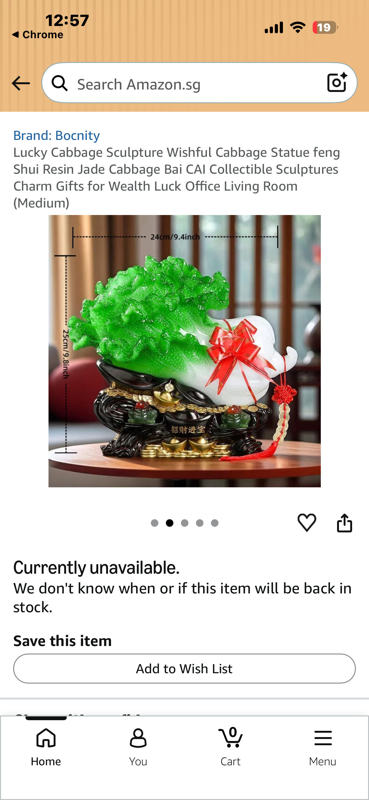 Lucky Cabbage Resin Sculpture, Wishful Cabbage Statue, Feng Shui Resin Jade Cabbage, Bai CAI Collectible Sculptures for Wealth