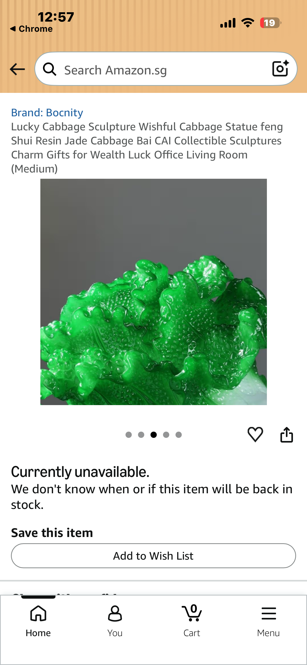 Lucky Cabbage Resin Sculpture, Wishful Cabbage Statue, Feng Shui Resin Jade Cabbage, Bai CAI Collectible Sculptures for Wealth