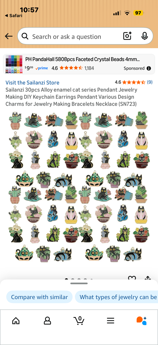 Sailanzi 30pcs Alloy enamel cat series Pendant Jewelry Making DIY Keychain Earrings Pendant Various Design Charms for Jewelry Making Bracelets Necklace (SN723