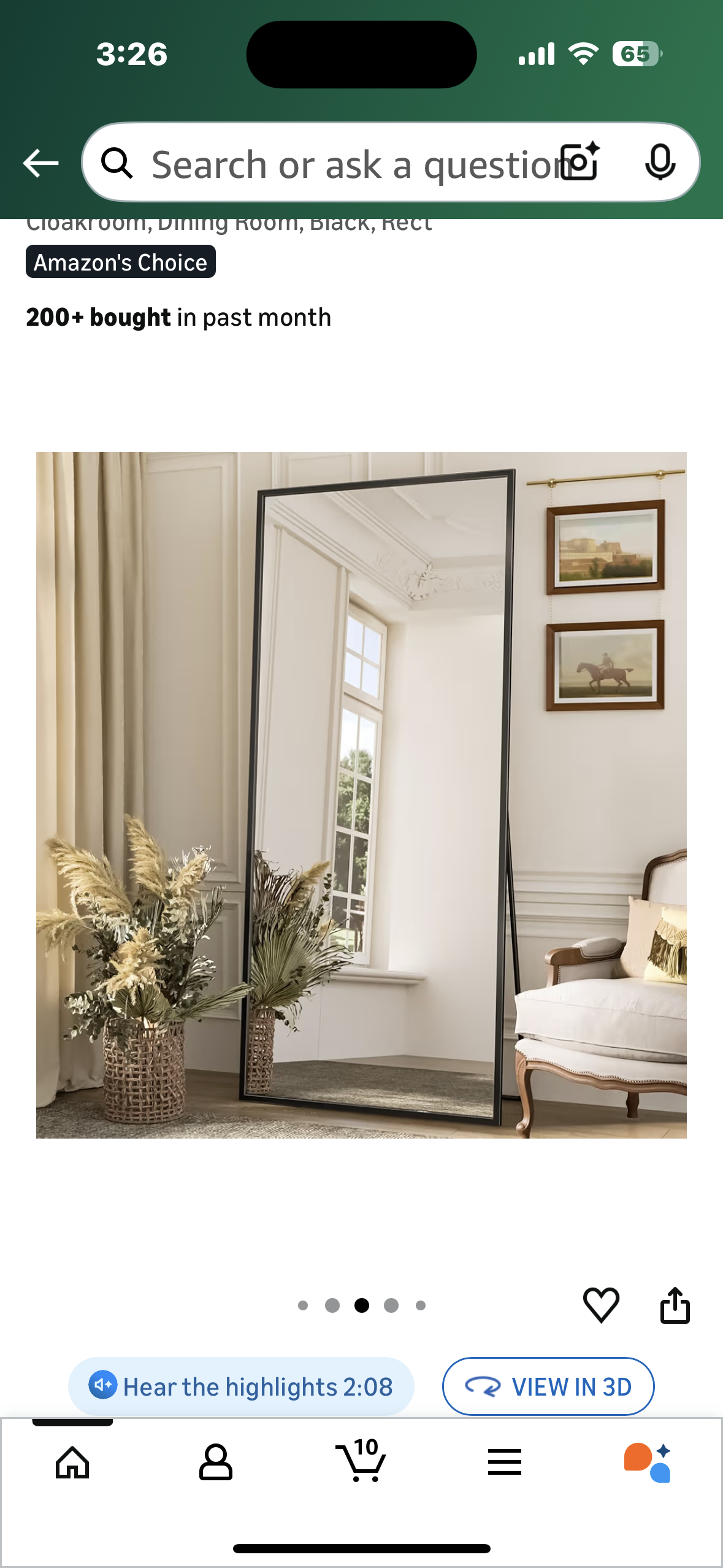 Antok Full Length Mirror, 71"x28" Floor Mirror with Stand, Hanging Mounted Mirrors for Bedroom, Living Room, Cloakroom, Dining Room, Black, Rect (M448)