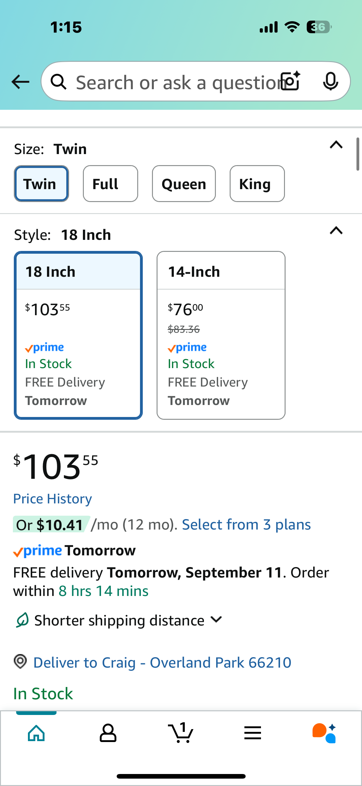 Amazon Basics Bed Frame with Storage, Foldable Metal Platform, Sturdy Steel, No Box Spring Needed, 18 inches High, Tool-Free Setup, Twin Size, Black (B1057)