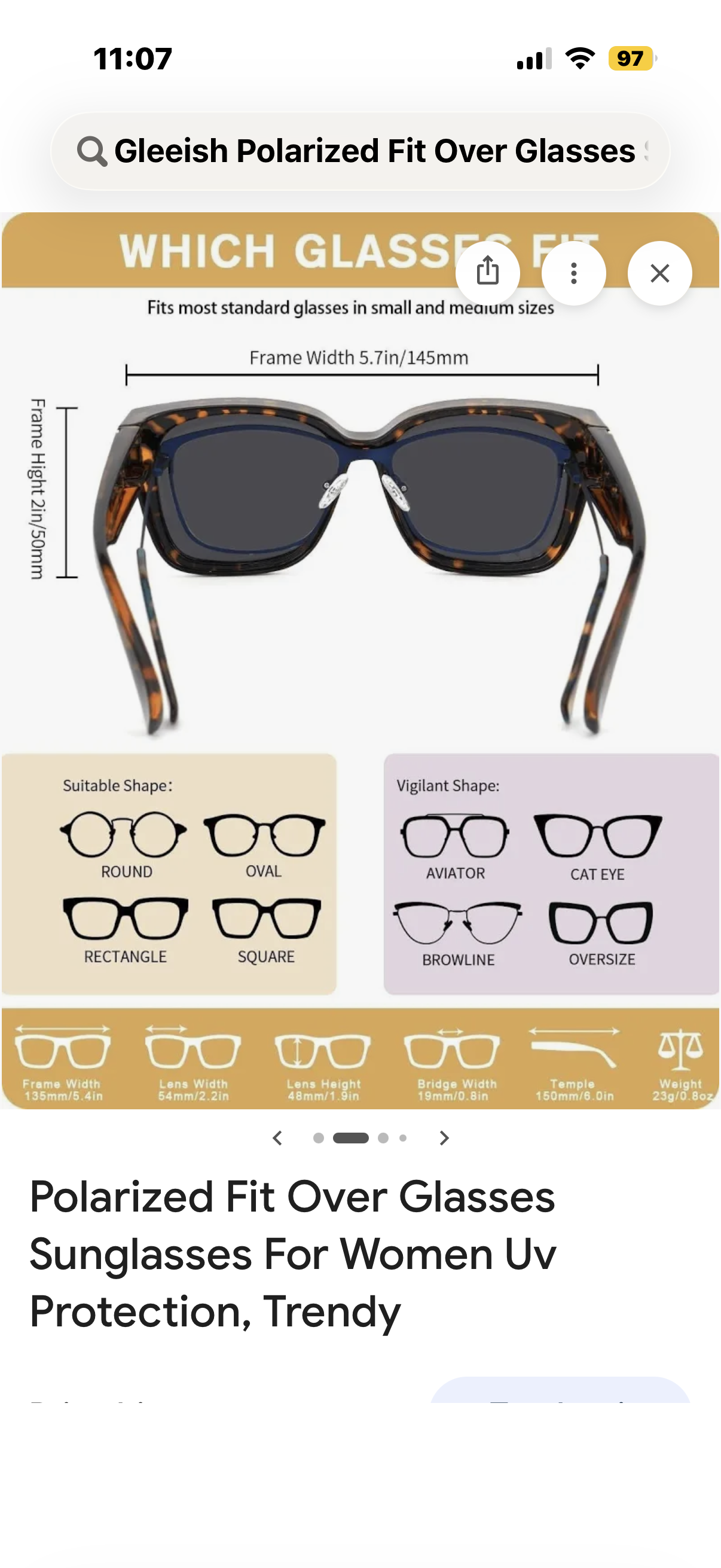 Gleeish Polarized Fit Over Glasses Sunglasses for Women UV Protection Trendy Wrap Around Shades for Driving GST3030-P-01-09