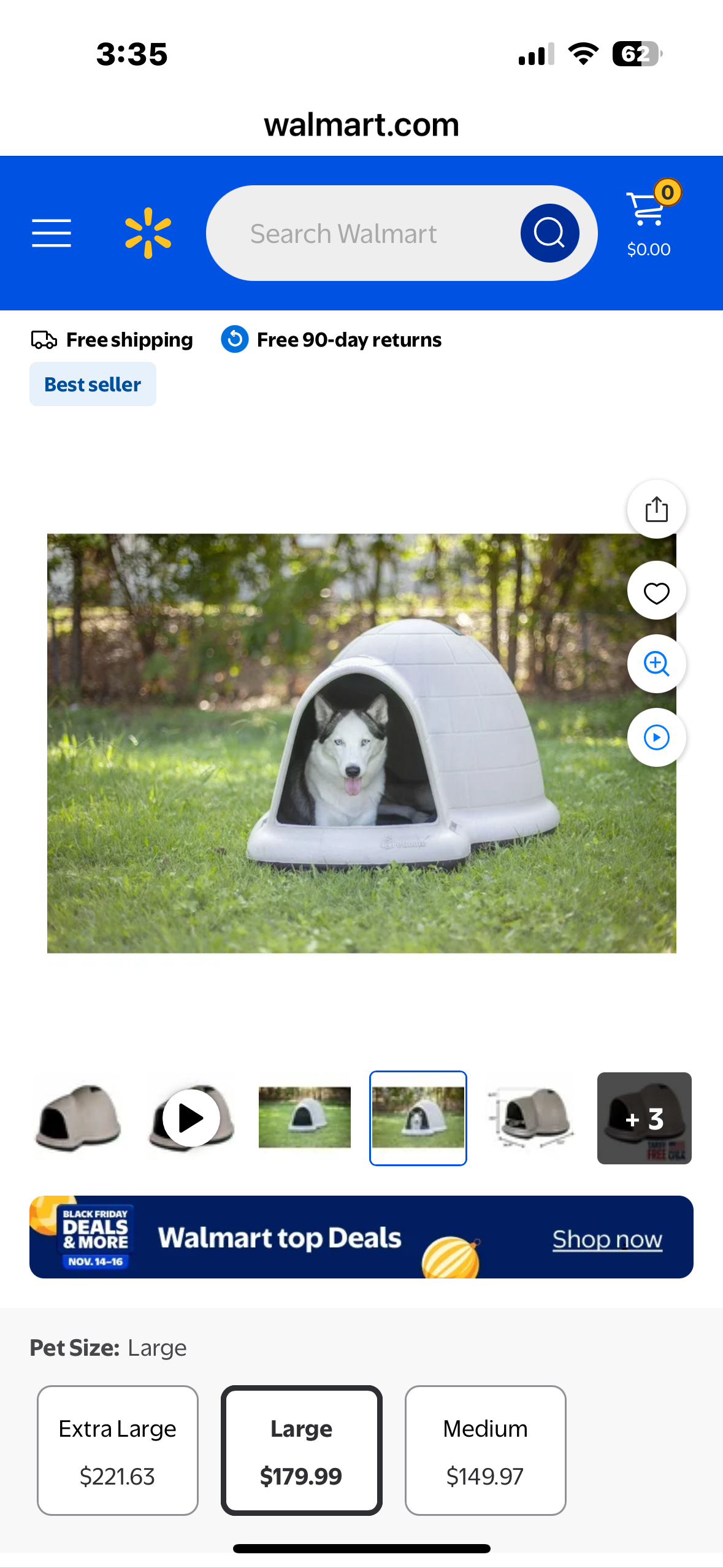 Petmate Large Dog House Outdoor Weatherproof - Indigo Igloo Dog House, Made in USA, for Large Dogs 50 to 90 pounds, TAUPE/BLACK (R742)