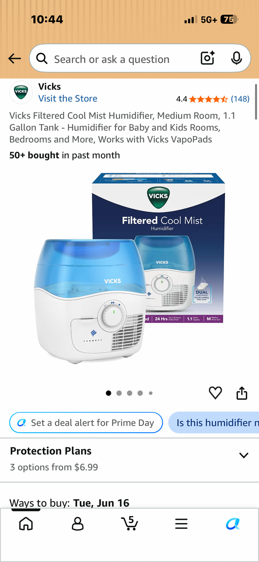 Vicks Filtered Cool Mist Humidifier, Medium Room, 1.1 Gallon Tank - Humidifier for Baby and Kids Rooms, Bedrooms and More, Works with Vicks VapoPads