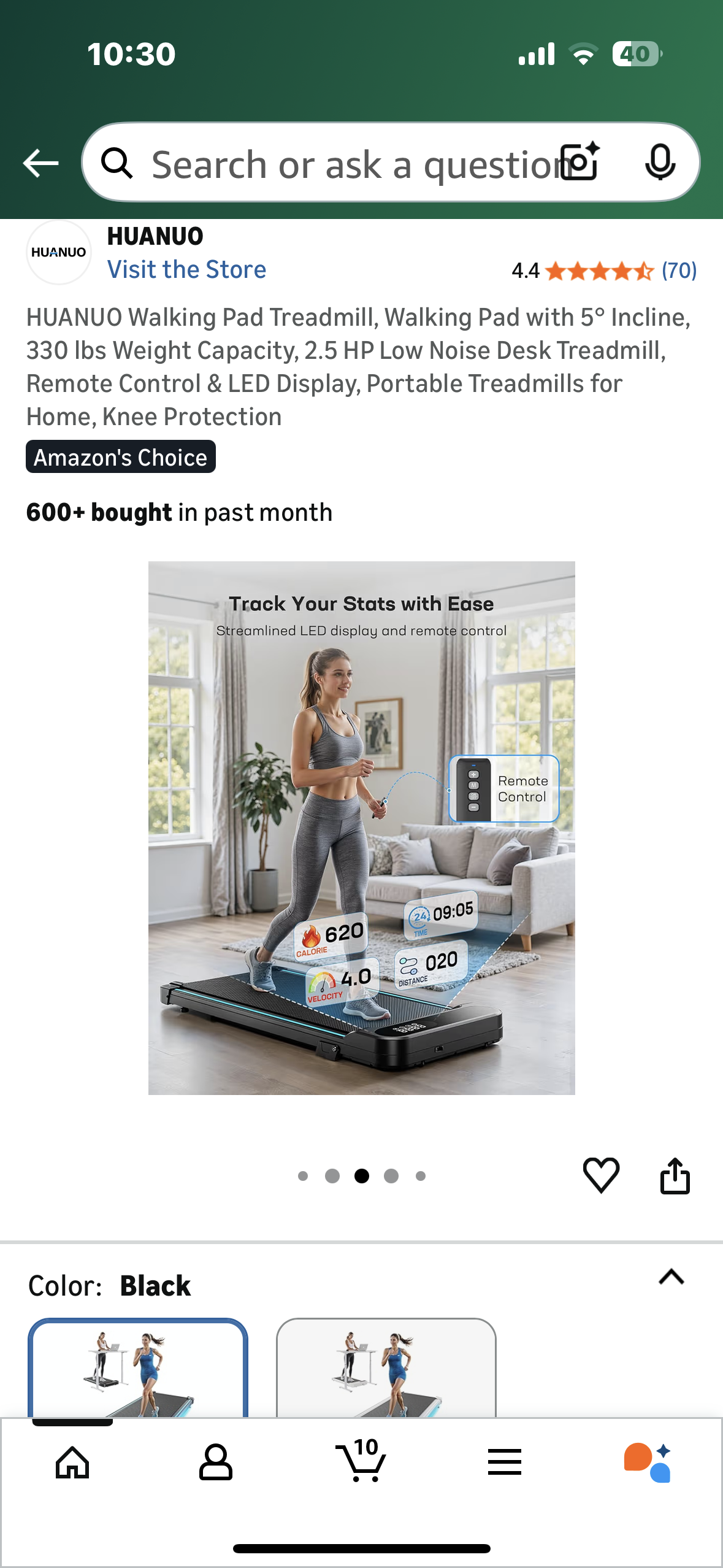 HUANUO Walking Pad Treadmill with 5° Incline, 330 lbs Weight Capacity, 2.5 HP Low Noise Desk Treadmill, Remote Control & LED Display, Portable Treadmill for Home, Knee Protection (W545)