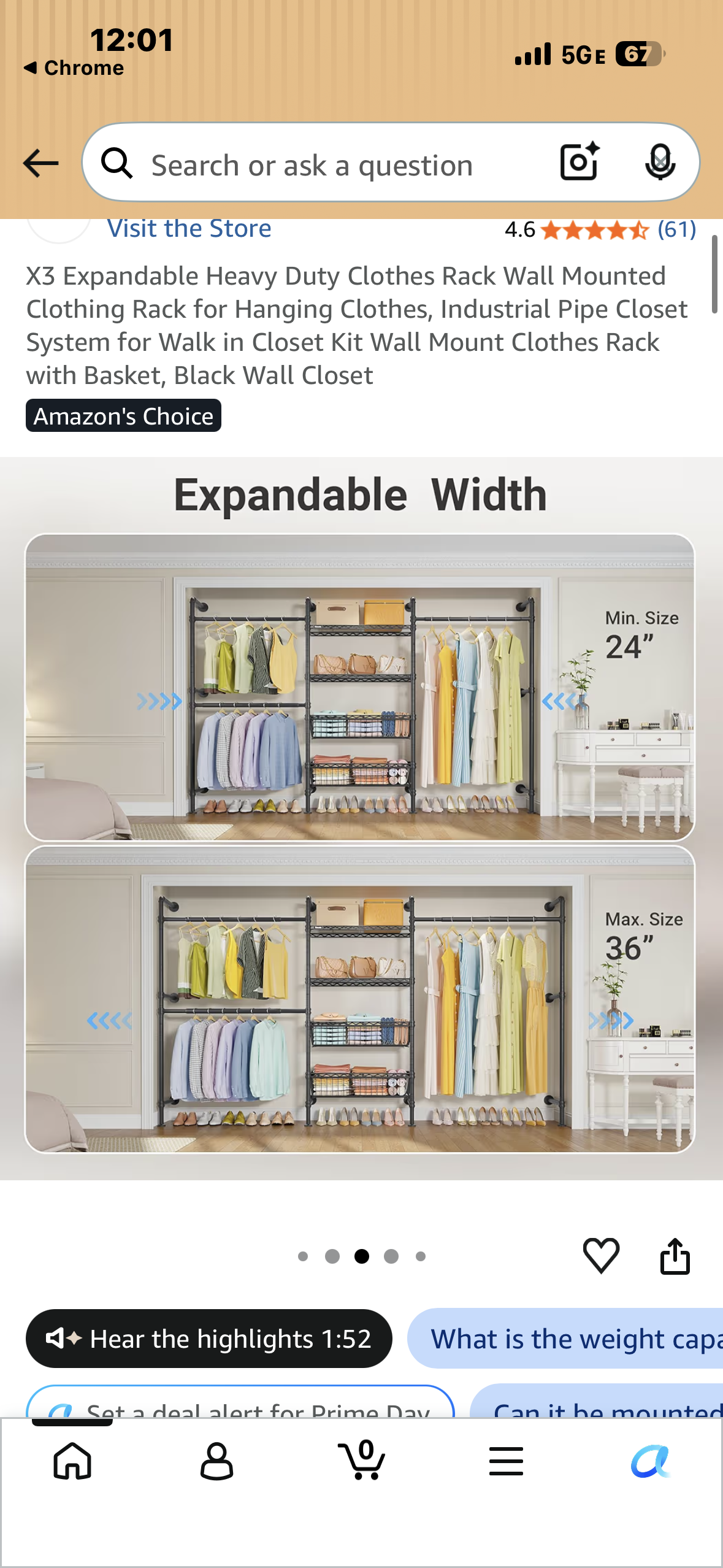 Expandable Heavy Duty Clothes Rack, Wall Mounted Clothing Rack for Hanging Clothes, Industrial Pipe Closet System for Walk in Closet, Clothes Rack with Basket, Black Wall Closet