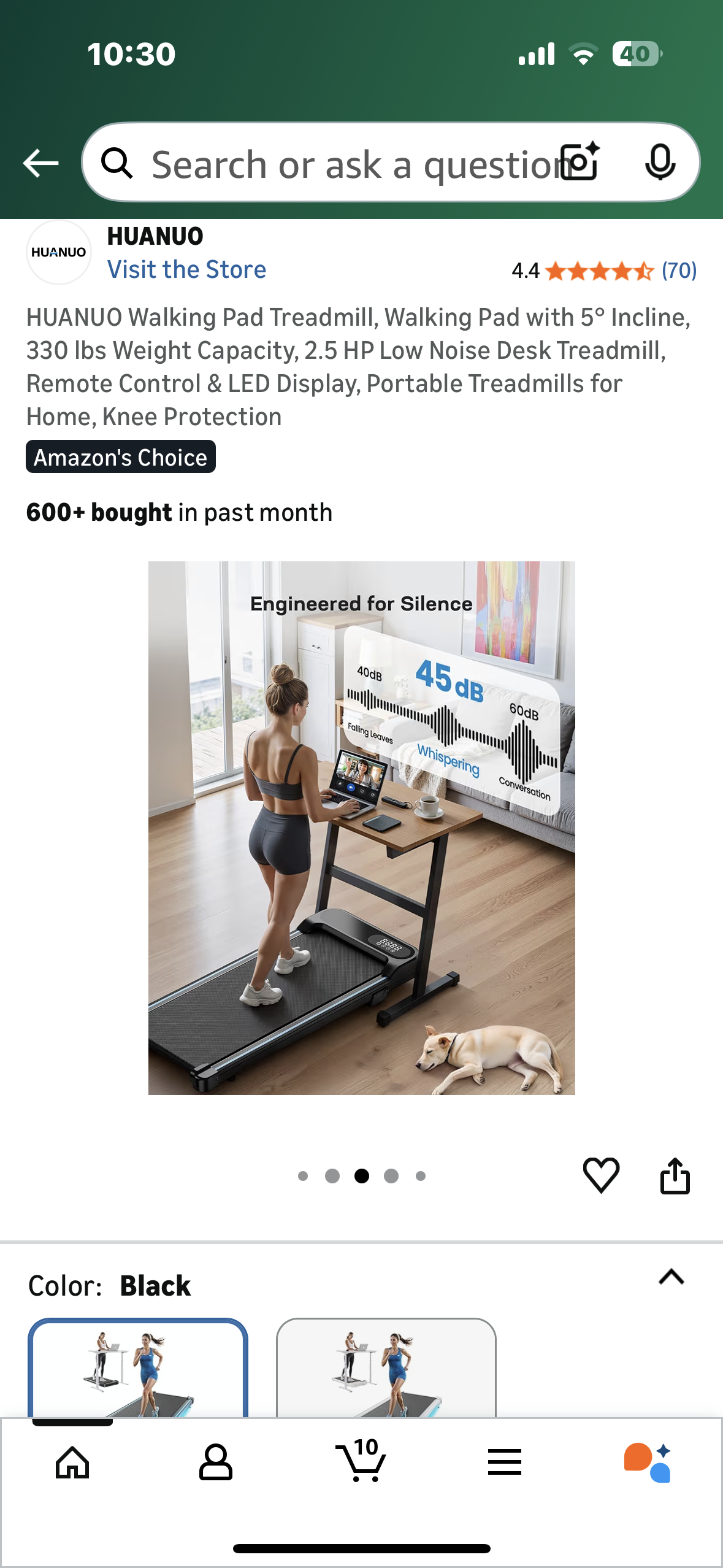 HUANUO Walking Pad Treadmill with 5° Incline, 330 lbs Weight Capacity, 2.5 HP Low Noise Desk Treadmill, Remote Control & LED Display, Portable Treadmill for Home, Knee Protection (W545)