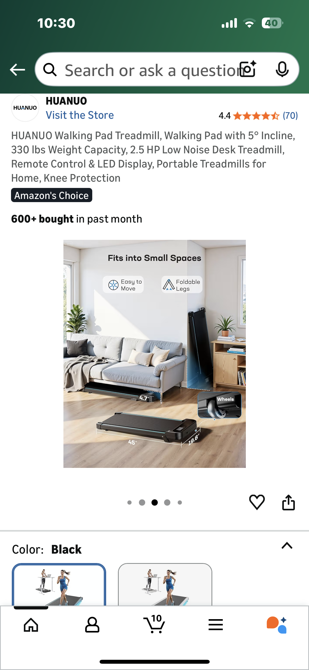 HUANUO Walking Pad Treadmill with 5° Incline, 330 lbs Weight Capacity, 2.5 HP Low Noise Desk Treadmill, Remote Control & LED Display, Portable Treadmill for Home, Knee Protection (W545)