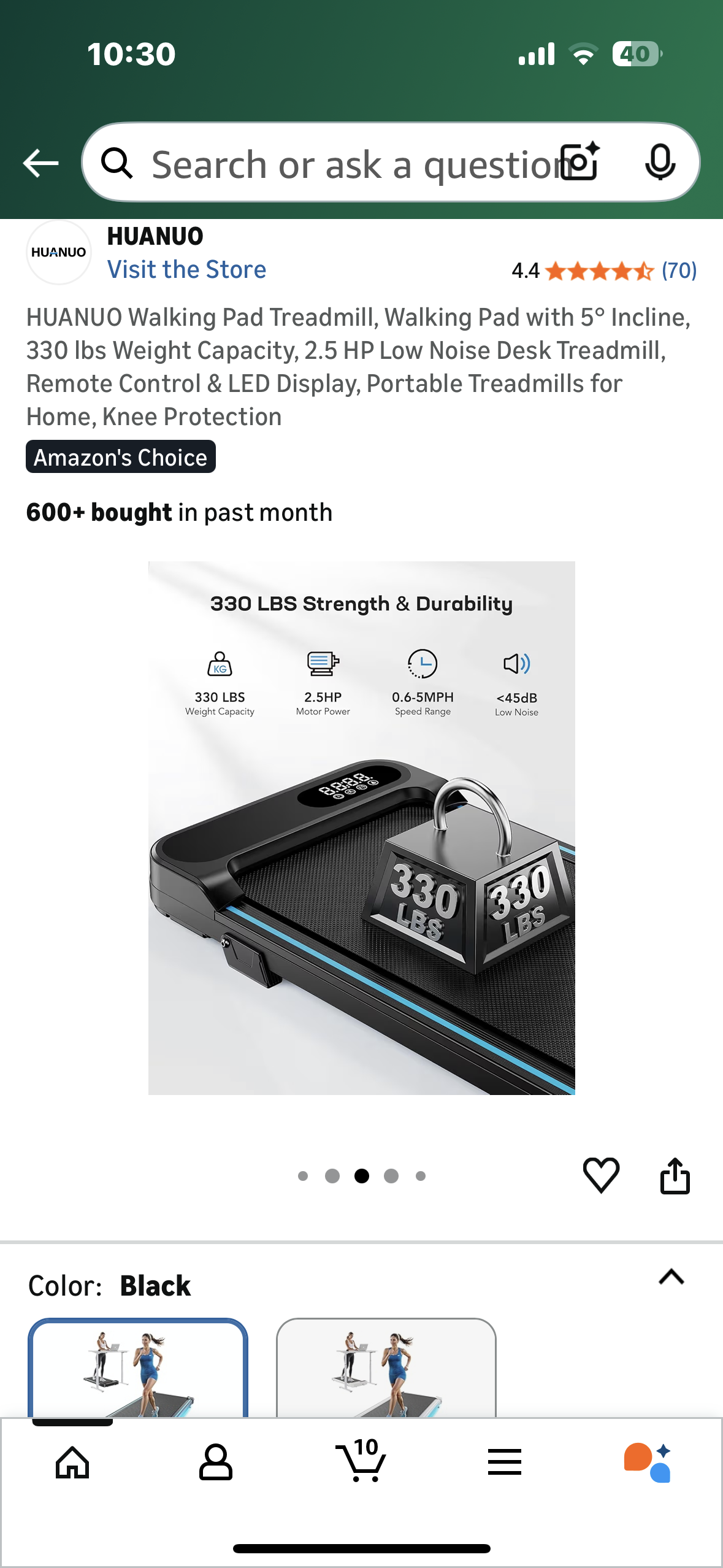 HUANUO Walking Pad Treadmill with 5° Incline, 330 lbs Weight Capacity, 2.5 HP Low Noise Desk Treadmill, Remote Control & LED Display, Portable Treadmill for Home, Knee Protection (W545)