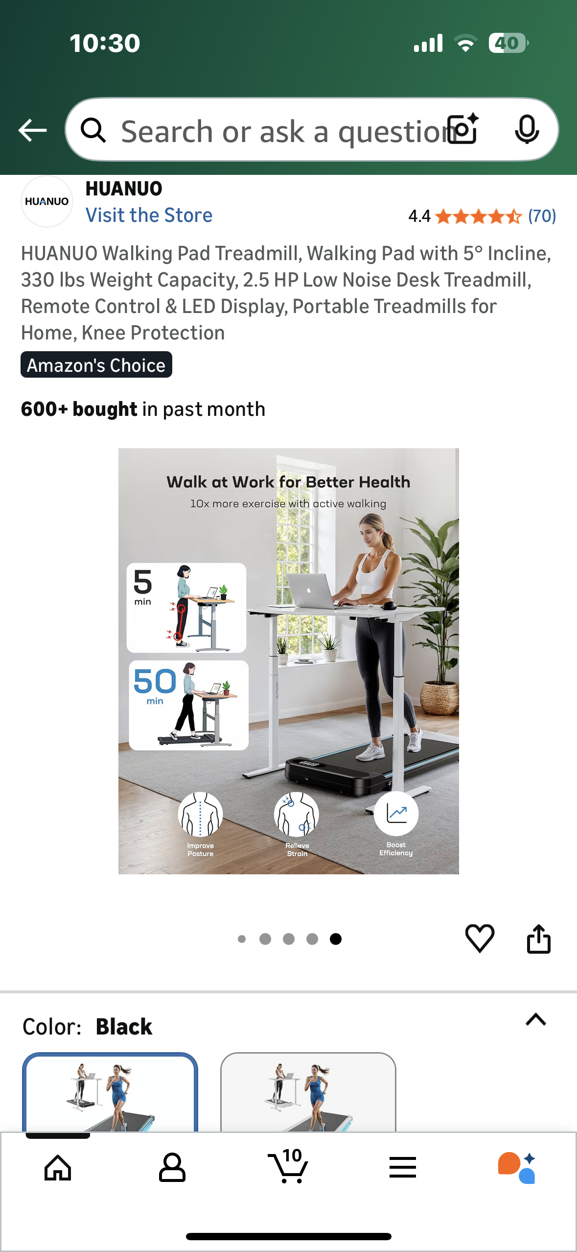 HUANUO Walking Pad Treadmill with 5° Incline, 330 lbs Weight Capacity, 2.5 HP Low Noise Desk Treadmill, Remote Control & LED Display, Portable Treadmill for Home, Knee Protection (W545)