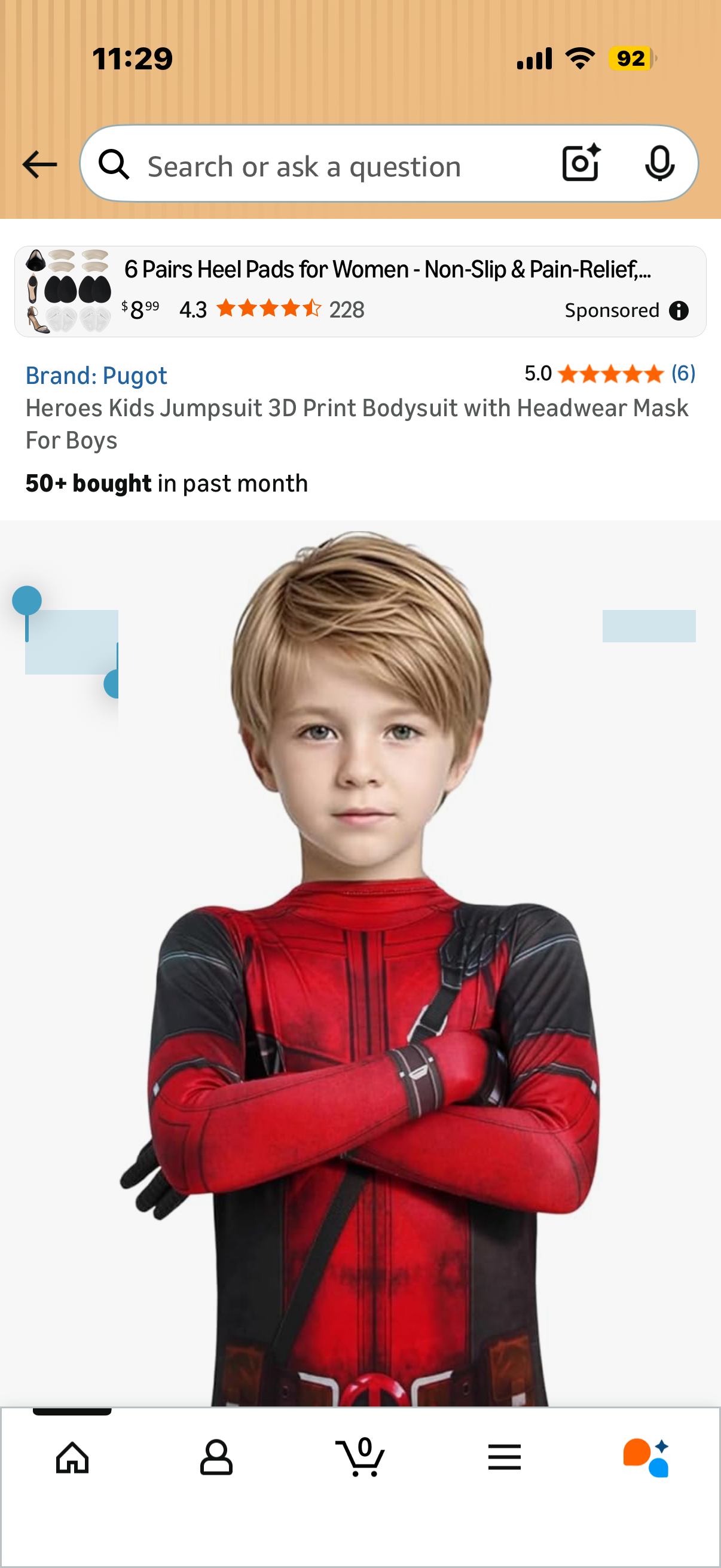 Heroes Kids Jumpsuit 3D Print Bodysuit with Headwear Mask For Boys (Size Small 4-6 years)