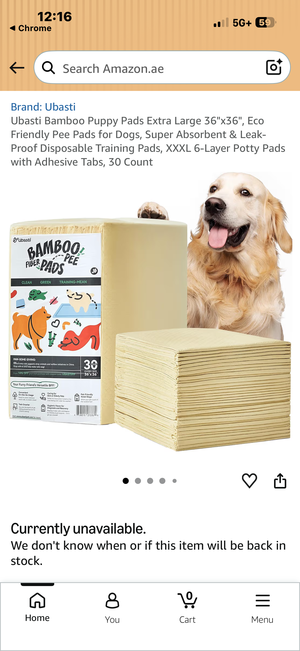 Ubasti Bamboo Puppy Pads Extra Large 36"x36", Eco Friendly Pee Pads for Dogs, Super Absorbent & Leak-Proof Disposable Training Pads, 6-Layer Potty Pads with Adhesive Tabs, 30 Count