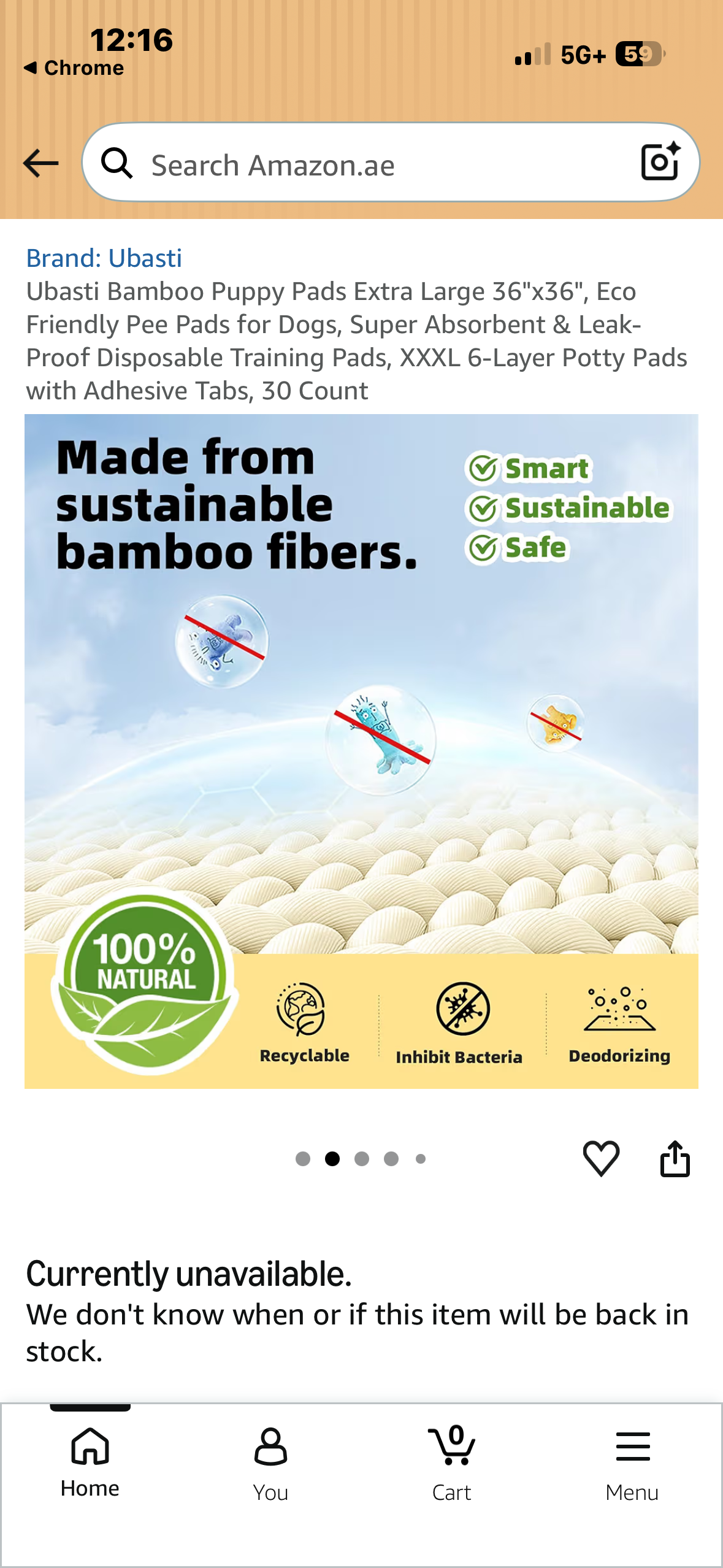 Ubasti Bamboo Puppy Pads Extra Large 36"x36", Eco Friendly Pee Pads for Dogs, Super Absorbent & Leak-Proof Disposable Training Pads, 6-Layer Potty Pads with Adhesive Tabs, 30 Count