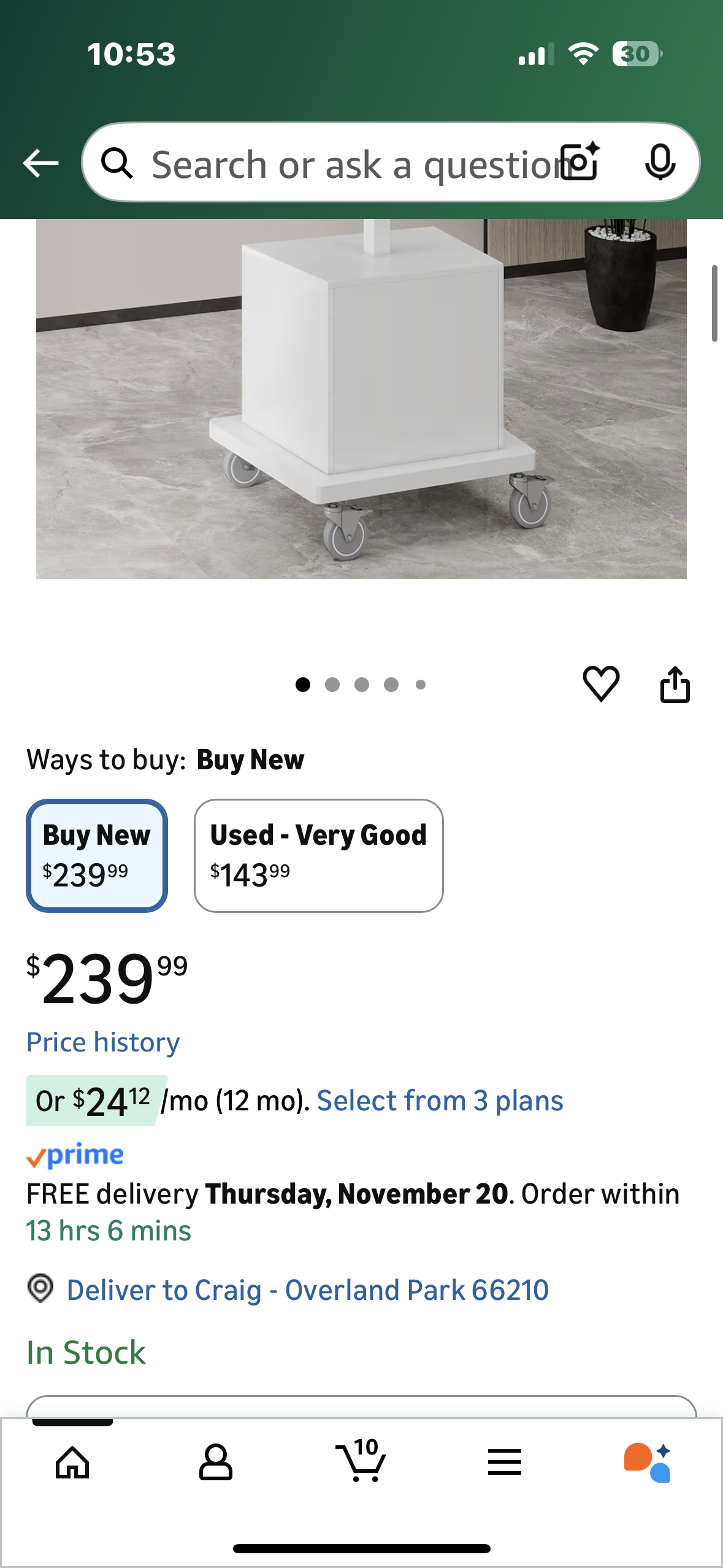 Mobile Workstation, Rolling Laptop Cart with Large Surface & Pneumatic Height Adjustable Design, for Office Presentations, Teachers Podium, Clinic Settings, Work, with Drawer & Open Cabinet (O460)