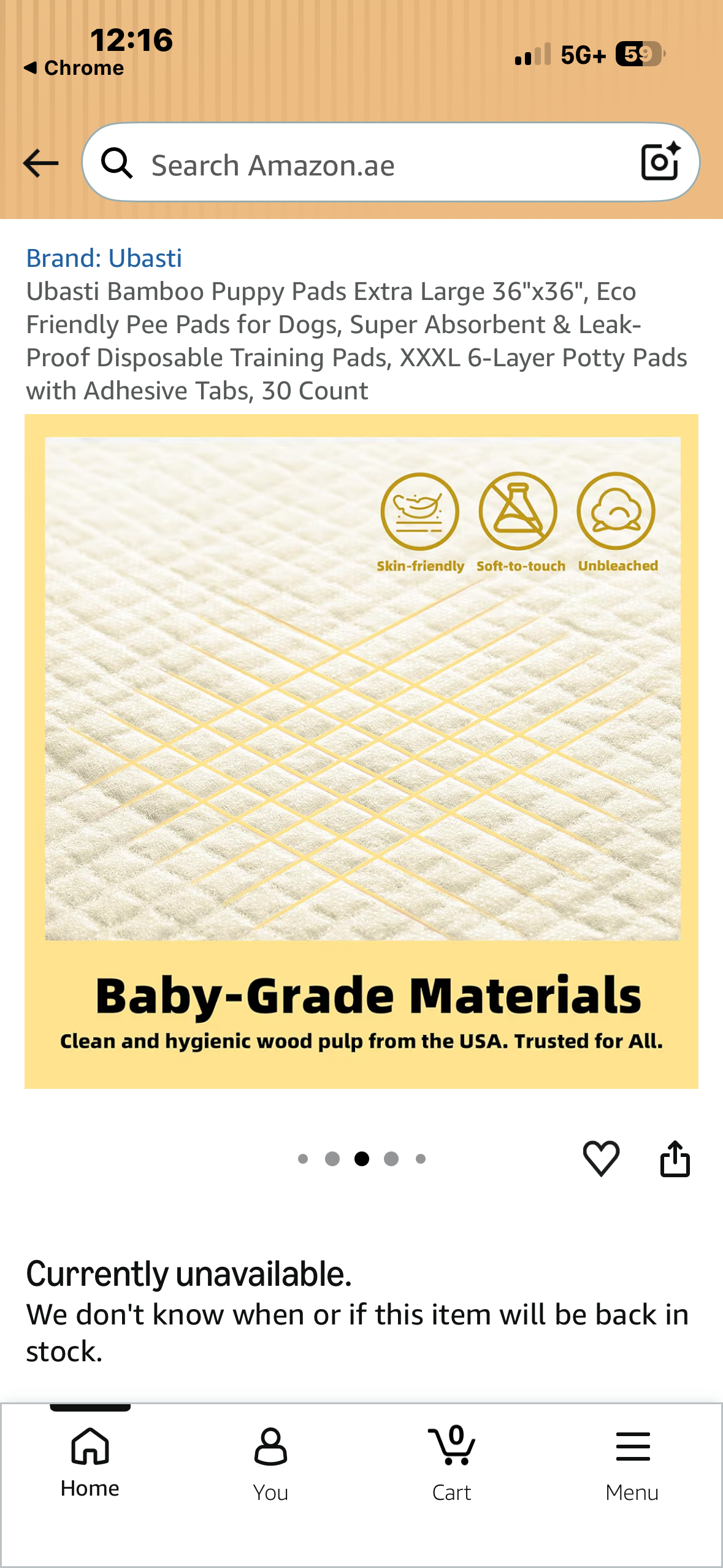 Ubasti Bamboo Puppy Pads Extra Large 36"x36", Eco Friendly Pee Pads for Dogs, Super Absorbent & Leak-Proof Disposable Training Pads, 6-Layer Potty Pads with Adhesive Tabs, 30 Count