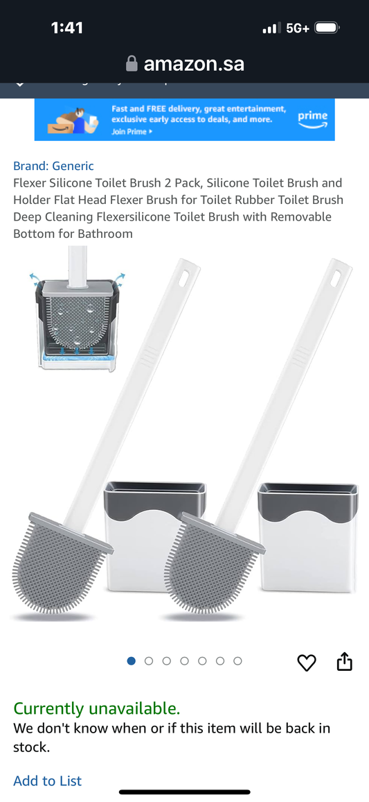 Flexer Silicone Toilet Brush 2 Pack, Silicone Toilet Brush and Holder Flat Head Flexer Brush for Toilet Rubber Toilet Brush Deep Cleaning Flexersilicone Toilet Brush with Removable Bottom for Bathroom