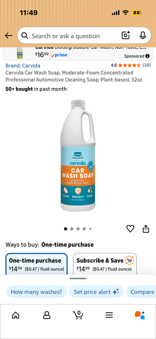Carvida Car Wash Soap, Moderate-Foam Concentrated Professional Automotive Cleaning Soap, Plant-based, 32oz
