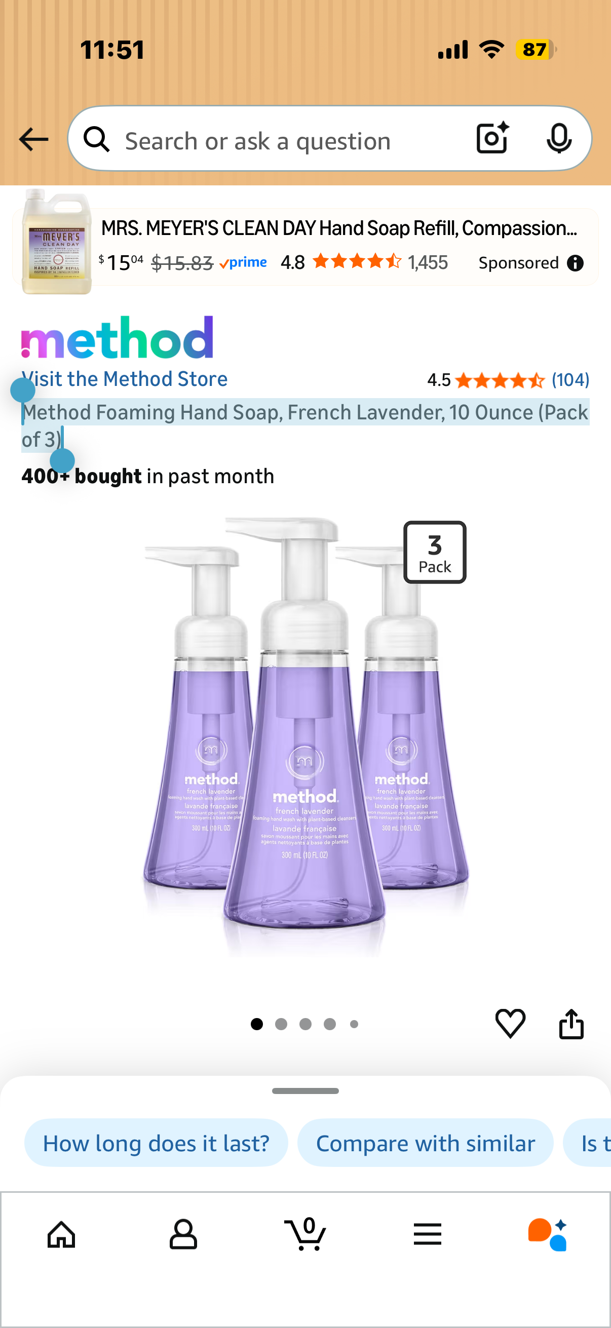 Method Foaming Hand Soap, French Lavender, 10 Ounce (Pack of 3)