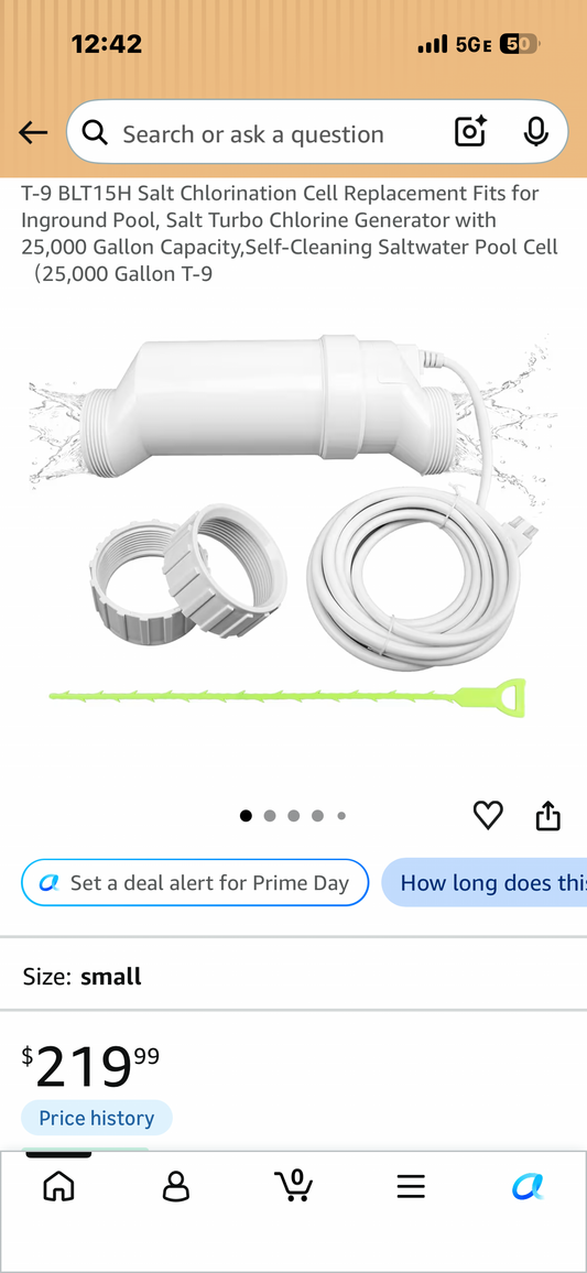 T-9 BLT15H Salt Chlorination Cell Replacement Fits for Inground Pool, Salt Turbo Chlorine Generator with 25,000 Gallon Capacity,Self-Cleaning Saltwater Pool Cell (25,000 Gallon) T-9