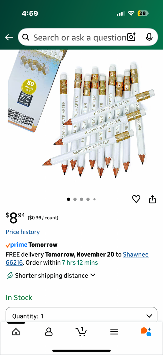 HAPPILY EVER AFTER Pencils Pre-sharpened for all Occasions 50