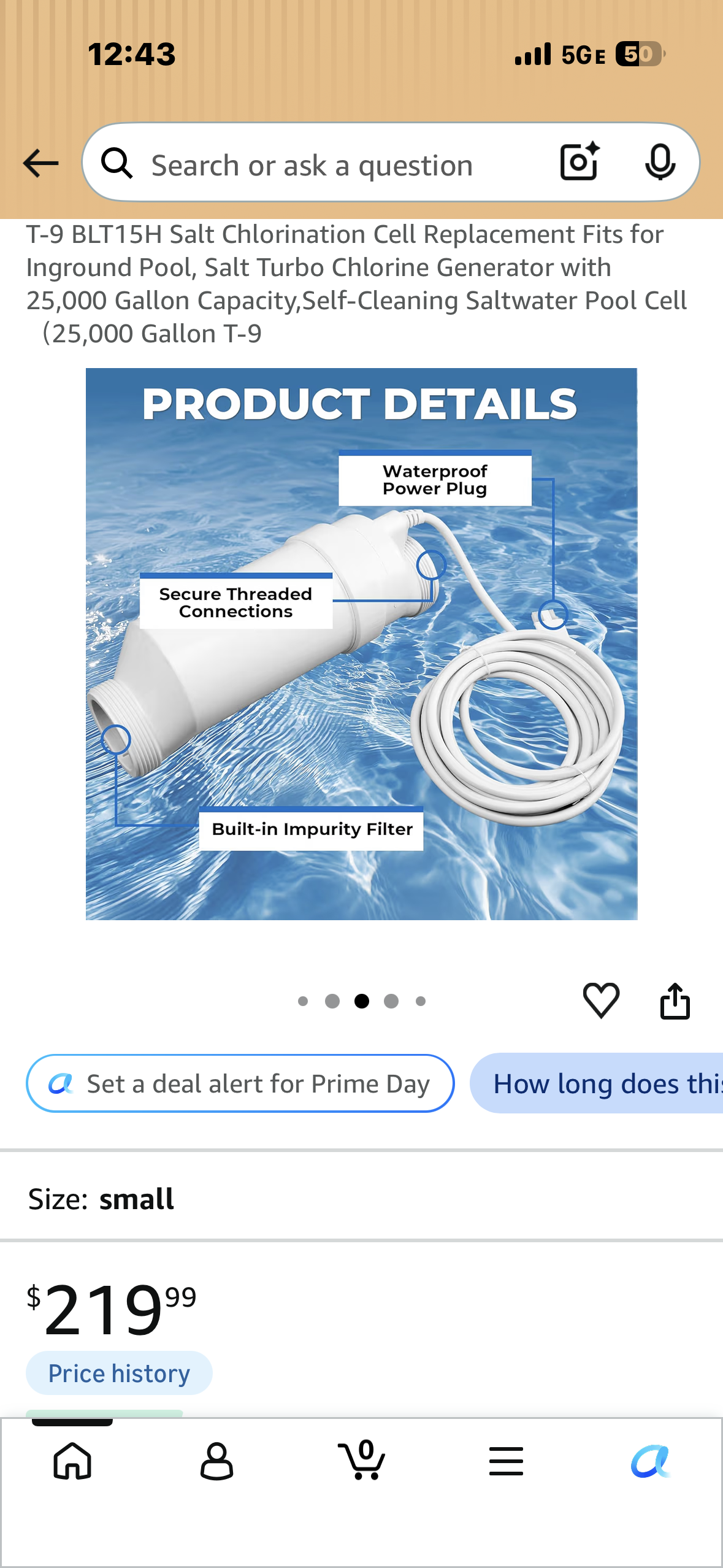 T-9 BLT15H Salt Chlorination Cell Replacement Fits for Inground Pool, Salt Turbo Chlorine Generator with 25,000 Gallon Capacity,Self-Cleaning Saltwater Pool Cell (25,000 Gallon) T-9