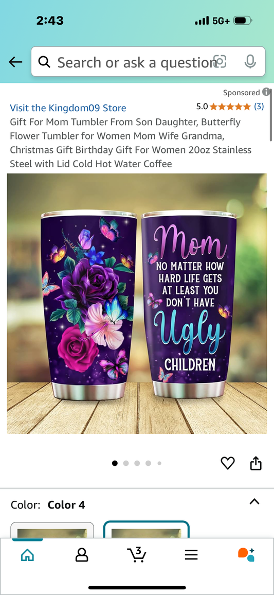 Gift For Mom Tumbler From Son or Daughter