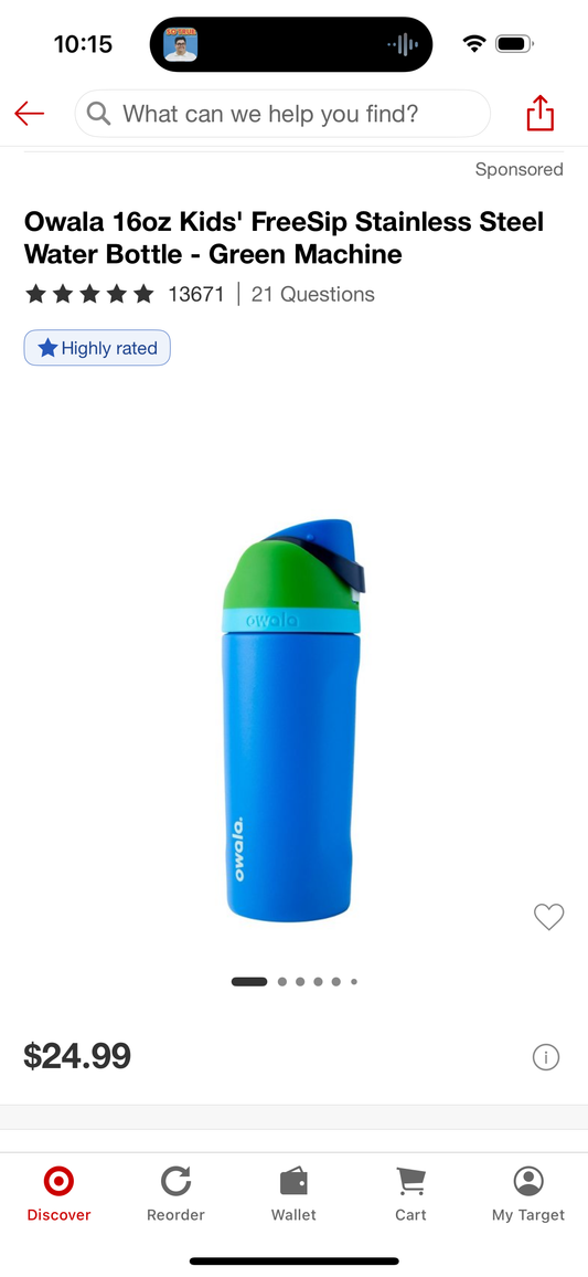 Owala 16oz Kids' FreeSip Stainless Steel Water Bottle - Green Machine