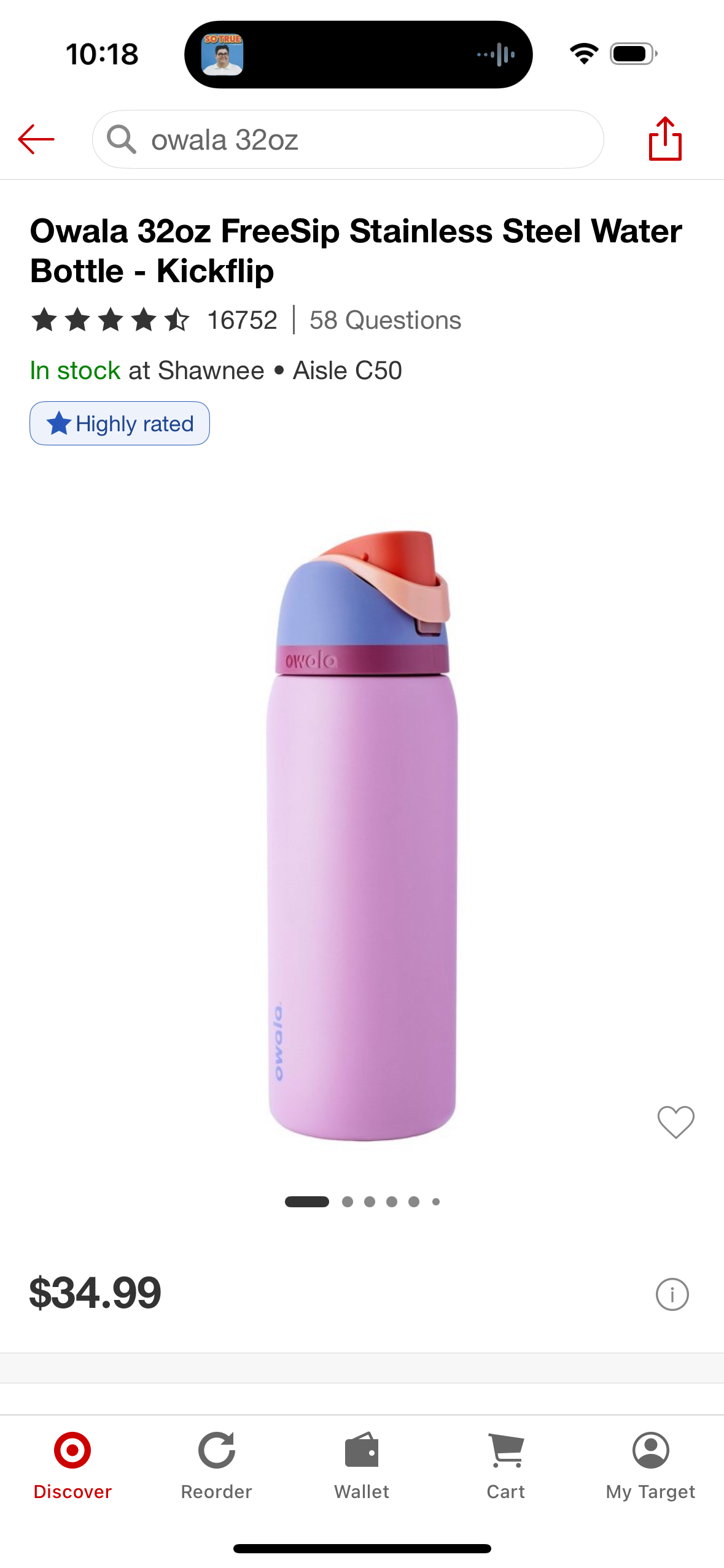 Owala 32oz FreeSip Stainless Steel Water Bottle - Kickflip