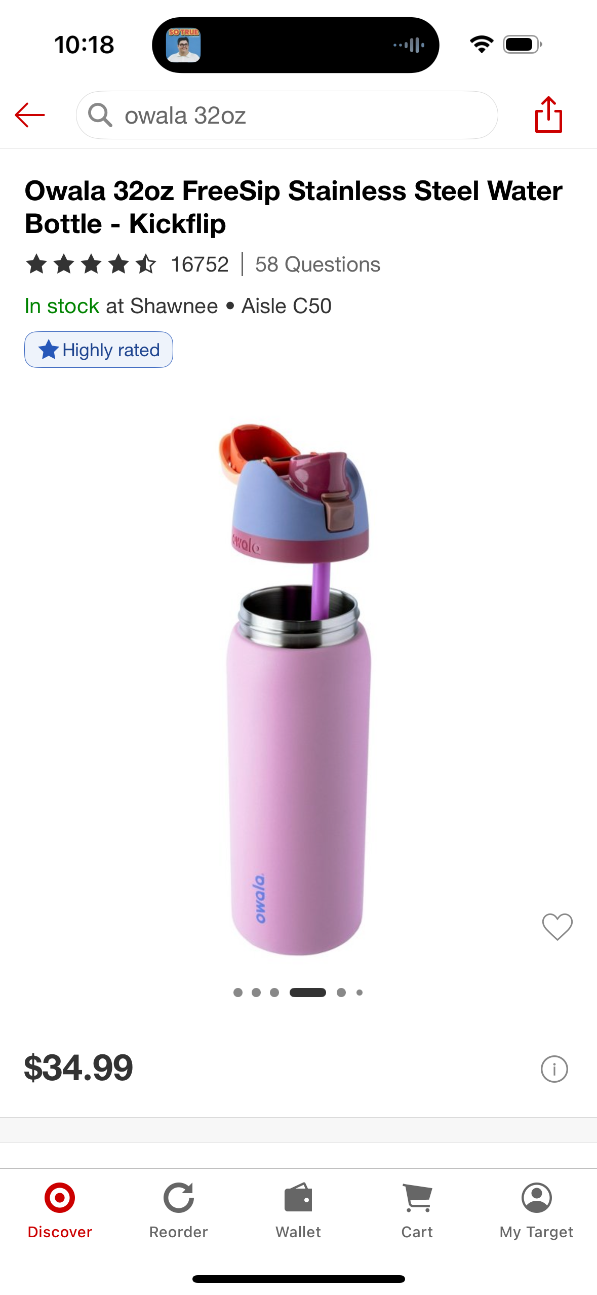 Owala 32oz FreeSip Stainless Steel Water Bottle - Kickflip