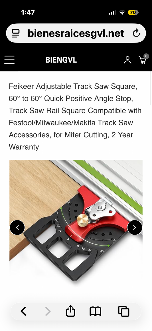 GOINGMAKE Adjustable Angle Track Saw Square with -60° to 60° Quick Positive Angle Stop,Guide Rail Square,Protractor,90 Degree Rail Square Guide Compatible with Festool and Makita