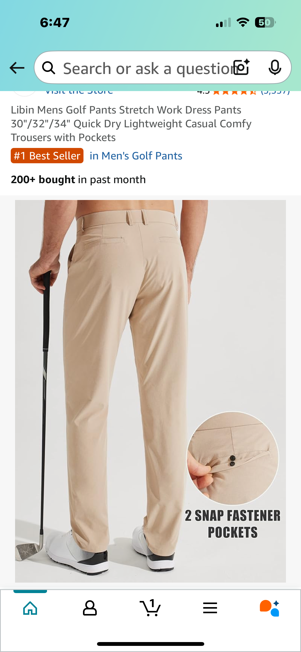 Mens Golf, Work, Dress Pants 30"/32"/34" Quick Dry Lightweight Casual Comfy Trousers with Pockets (Size 33 x32)