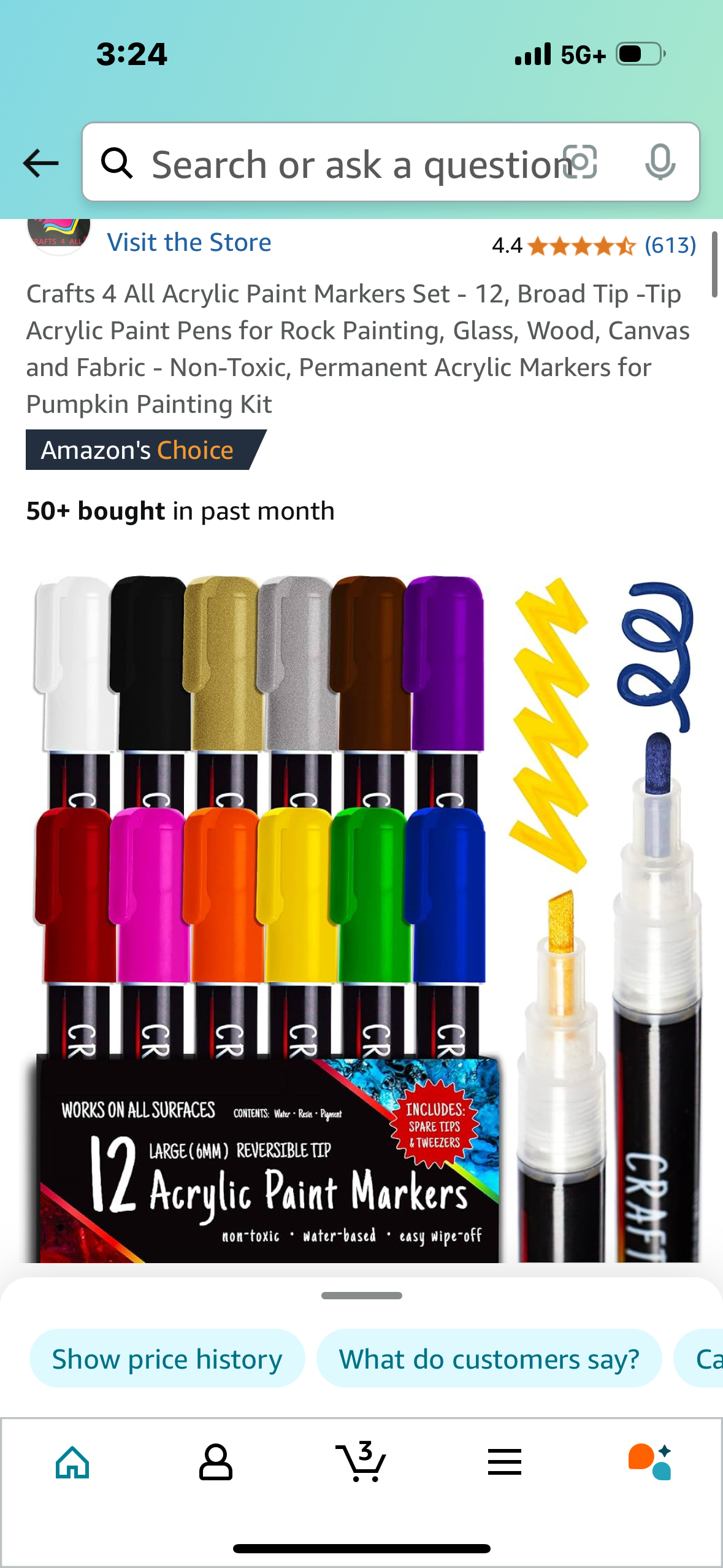 Crafts 4 All Acrylic Paint Markers Set - 12, Broad Tip -Tip Acrylic Paint Pens for Rock Painting, Glass, Wood, Canvas and Fabric - Non-Toxic, Permanent Acrylic Markers for Pumpkin Painting Kit