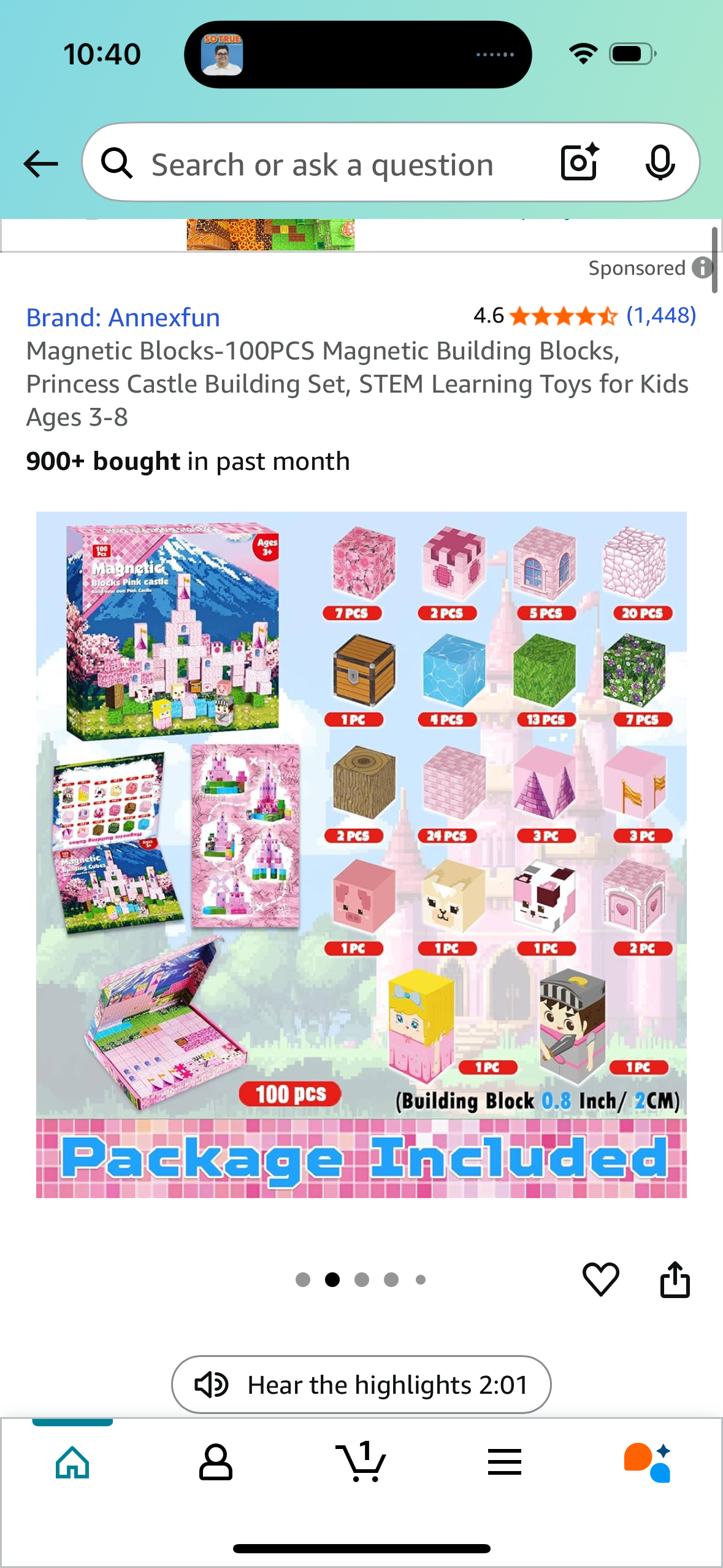 Magnetic Blocks-100PCS Magnetic Building Blocks, Princess Castle Building Set, STEM Learning Toys for Kids Ages 3-8