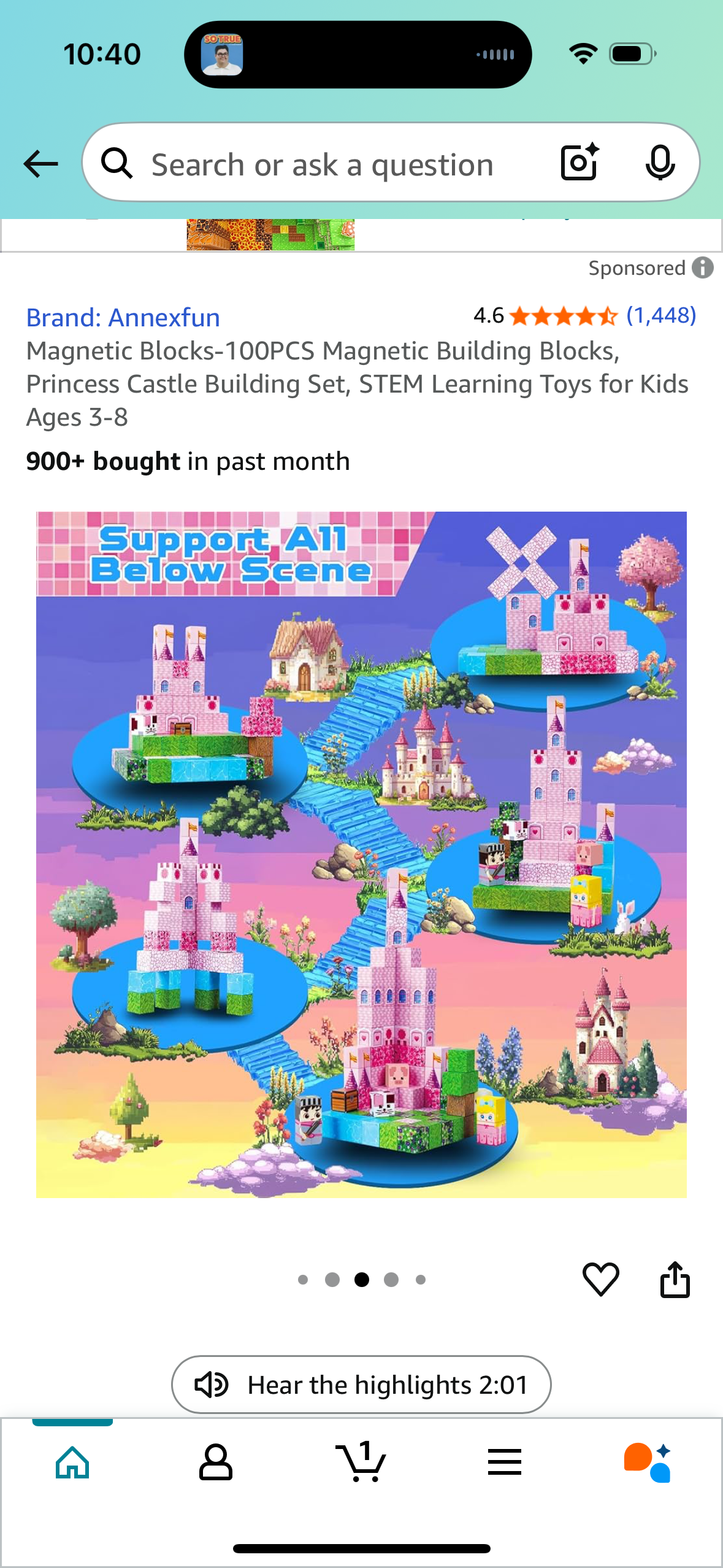Magnetic Blocks-100PCS Magnetic Building Blocks, Princess Castle Building Set, STEM Learning Toys for Kids Ages 3-8