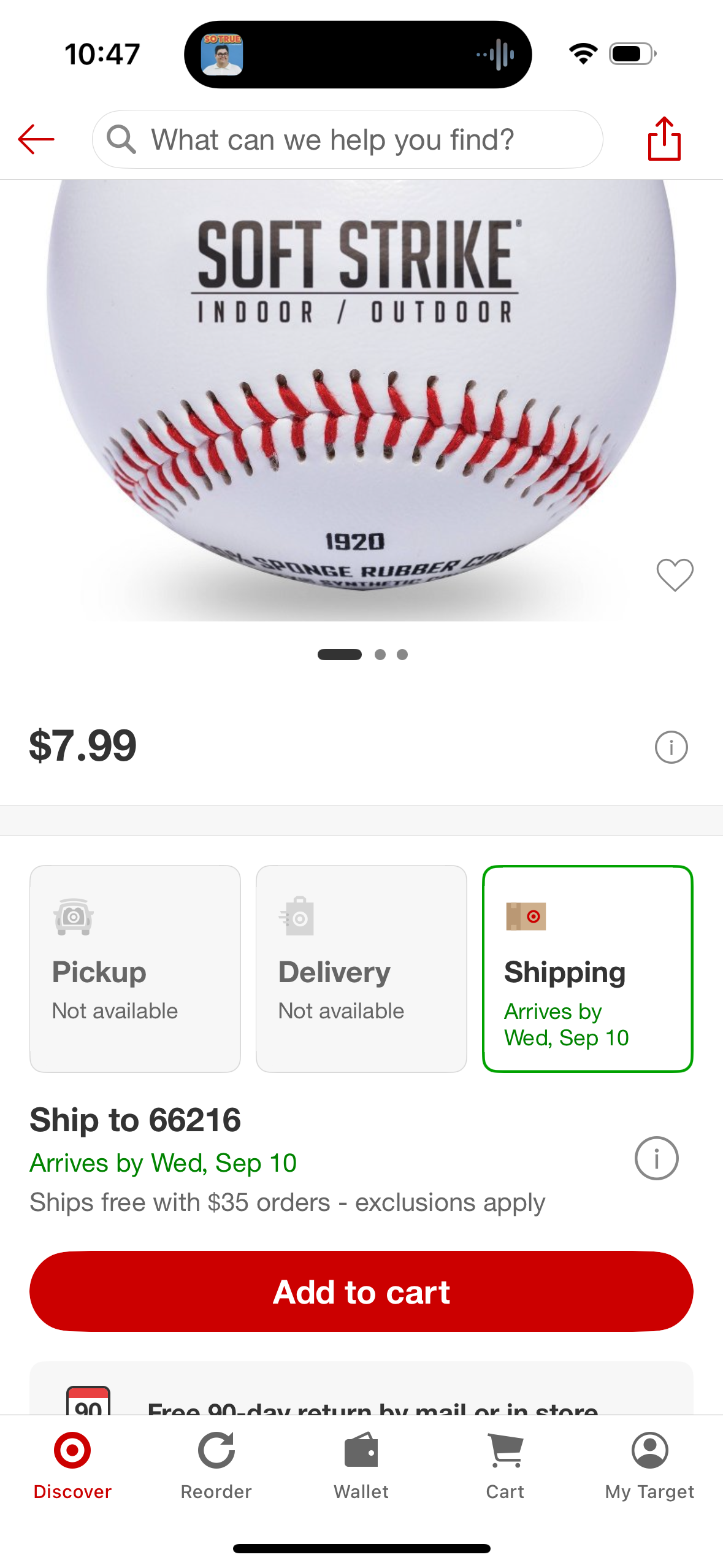 MLB Teeball barbell Sports Ball: 9" White PVC Rubber Baseball
